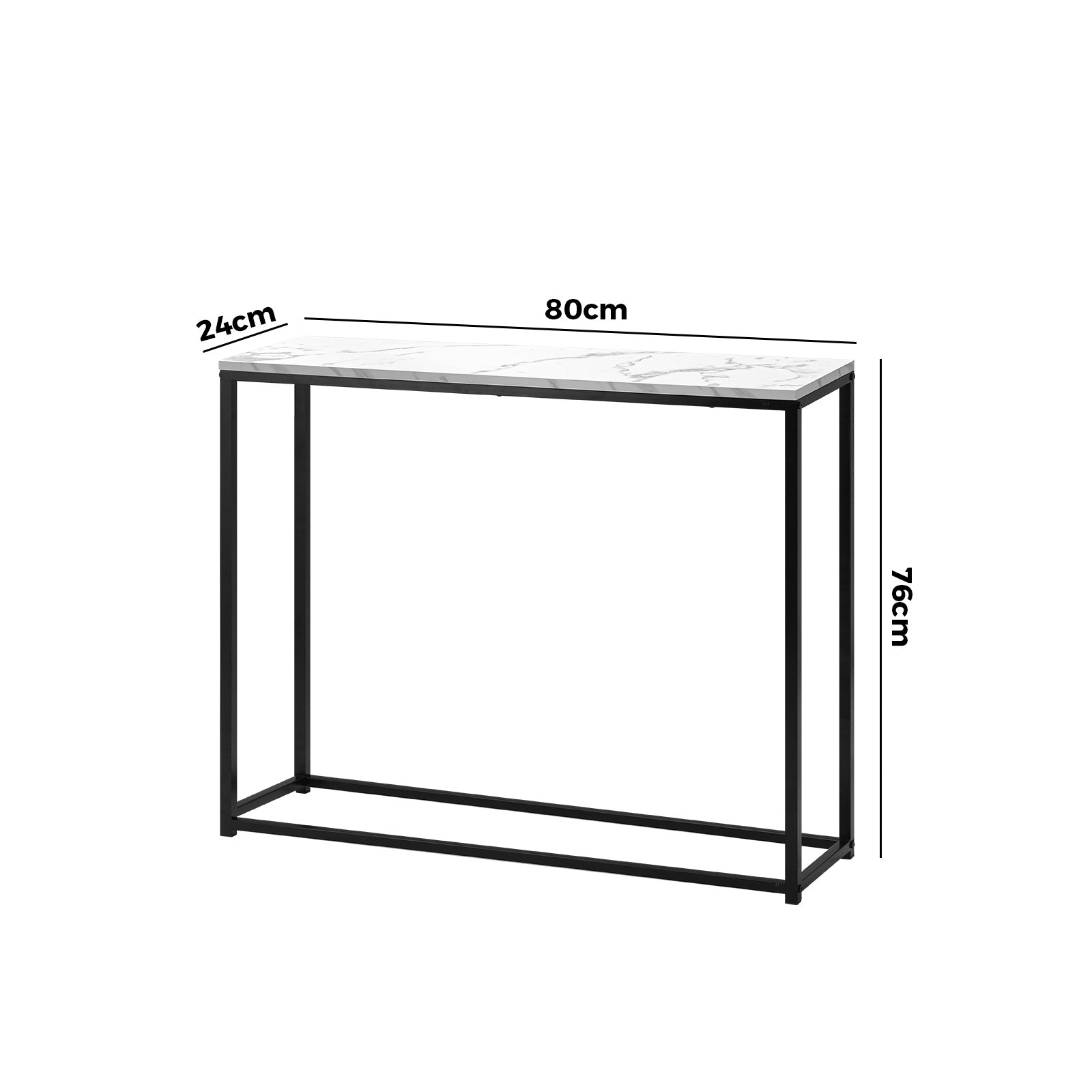 Oikiture Console Table Marble-look Iron Hallway Desk Entry Display Black&White - Sunyee