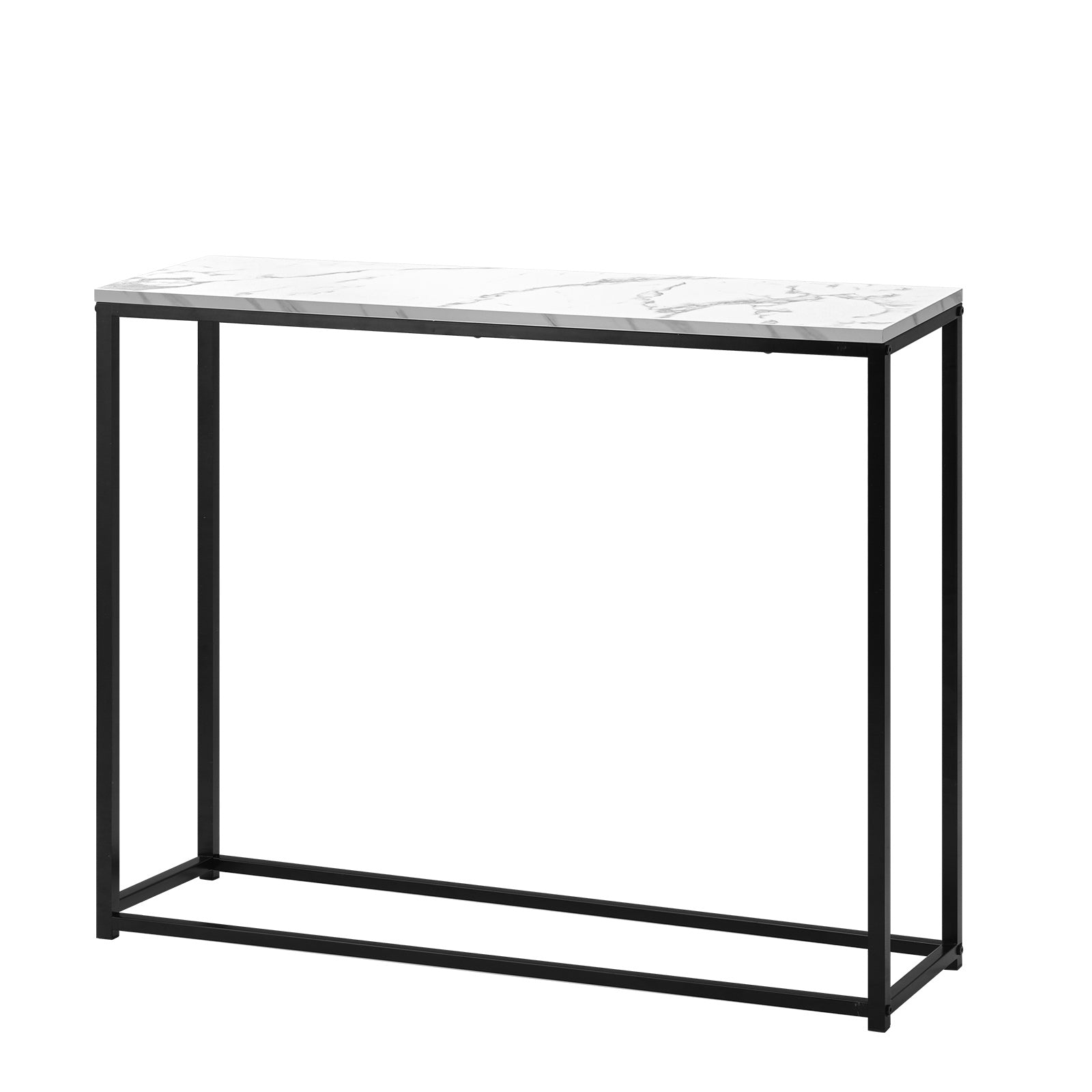 Oikiture Console Table Marble-look Iron Hallway Desk Entry Display Black&White - Sunyee