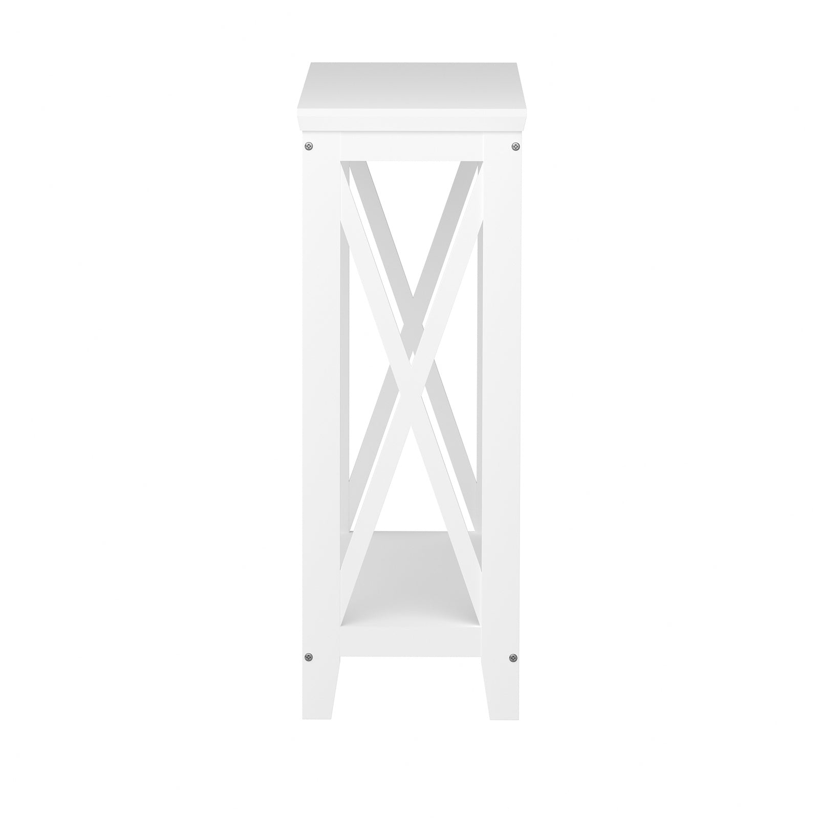 Oikiture 2-Tier Console Table X-Design Wood Sofa Table Hall Side Entry White - Sunyee
