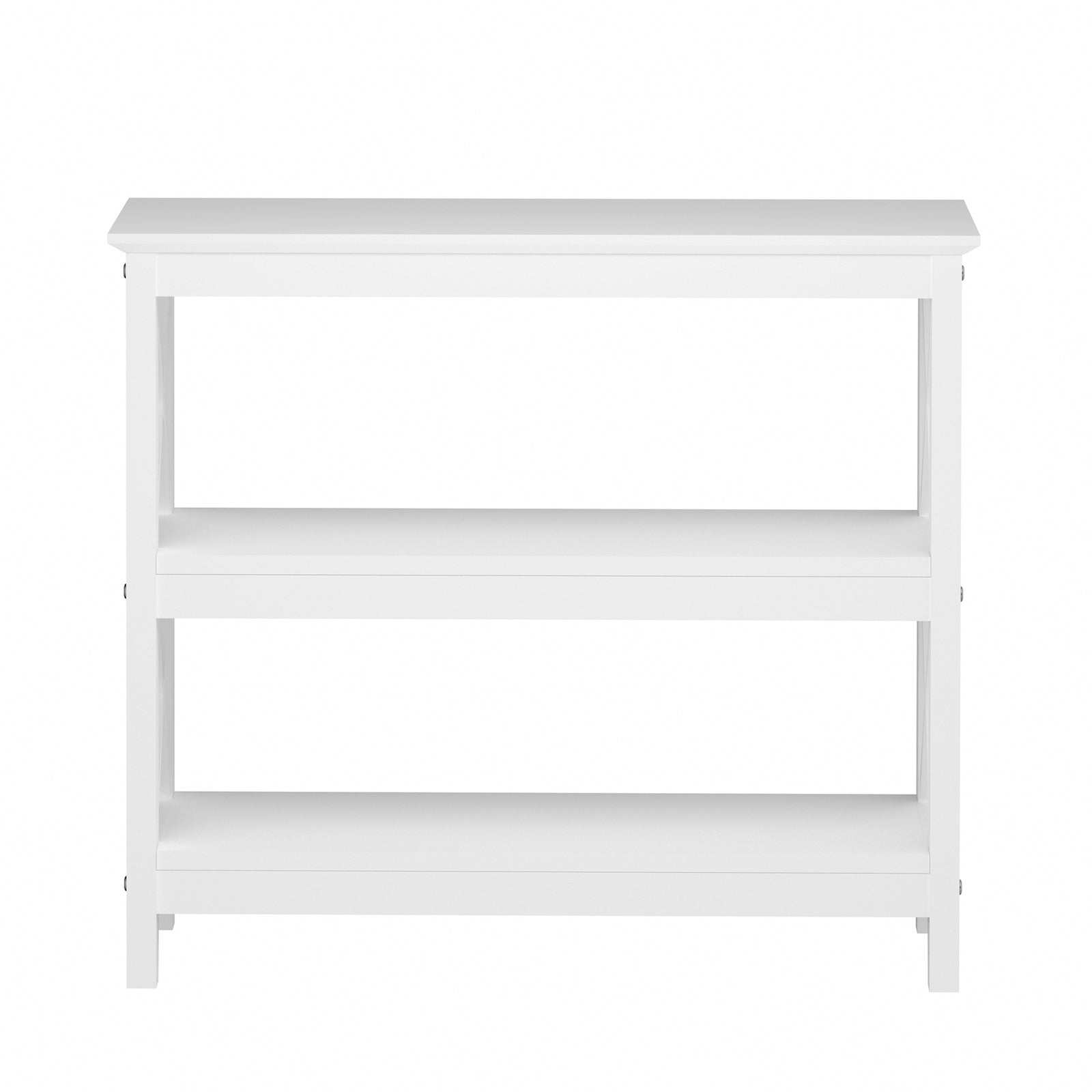 Oikiture 3-Tier Console Table X-Design Wood Sofa Table Hall Side Entry White - Sunyee