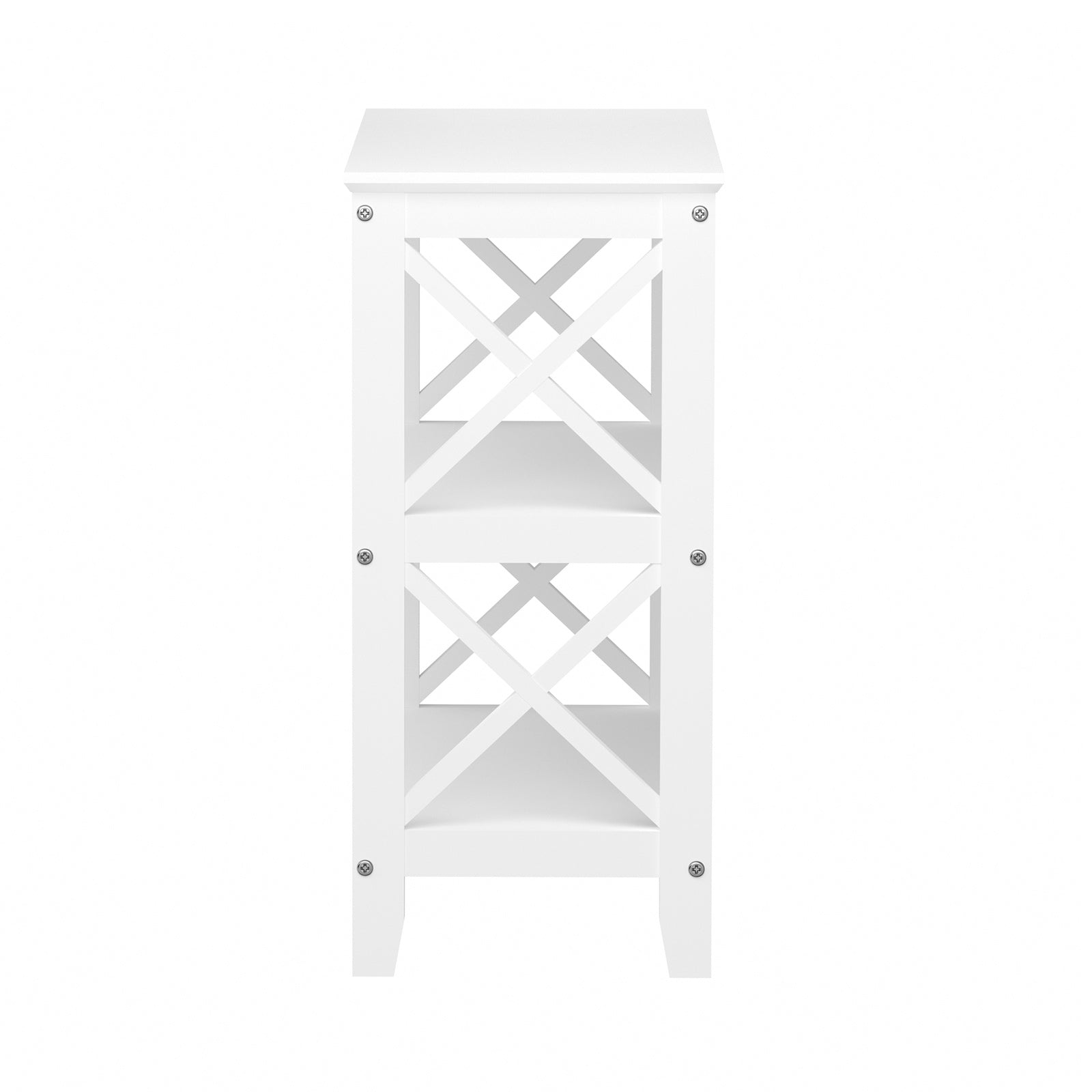 Oikiture 3-Tier Console Table X-Design Wood Sofa Table Hall Side Entry White - Sunyee