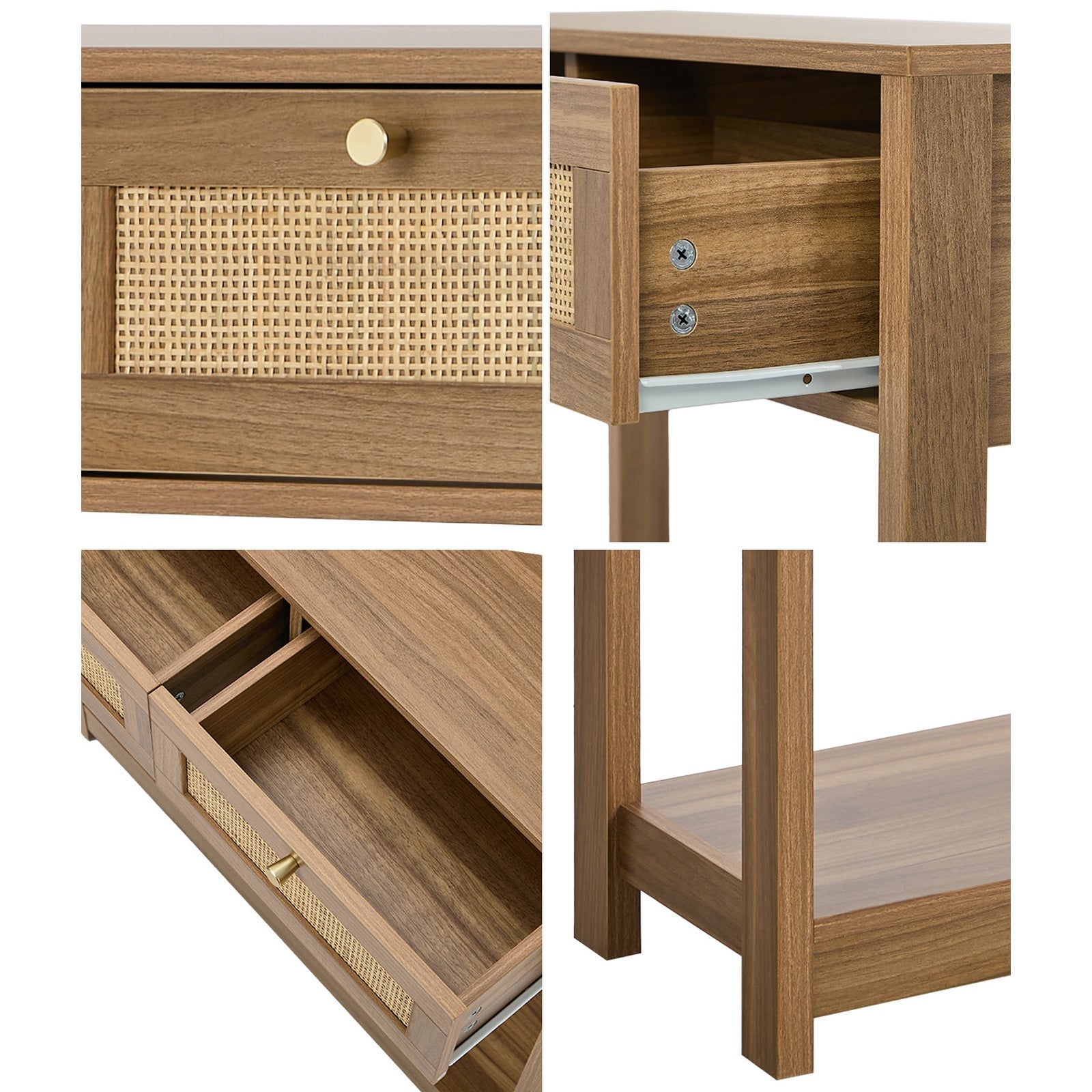Oikiture Console Table 2 Drawer Hallway Display Shelf Entryway Storage Oak
