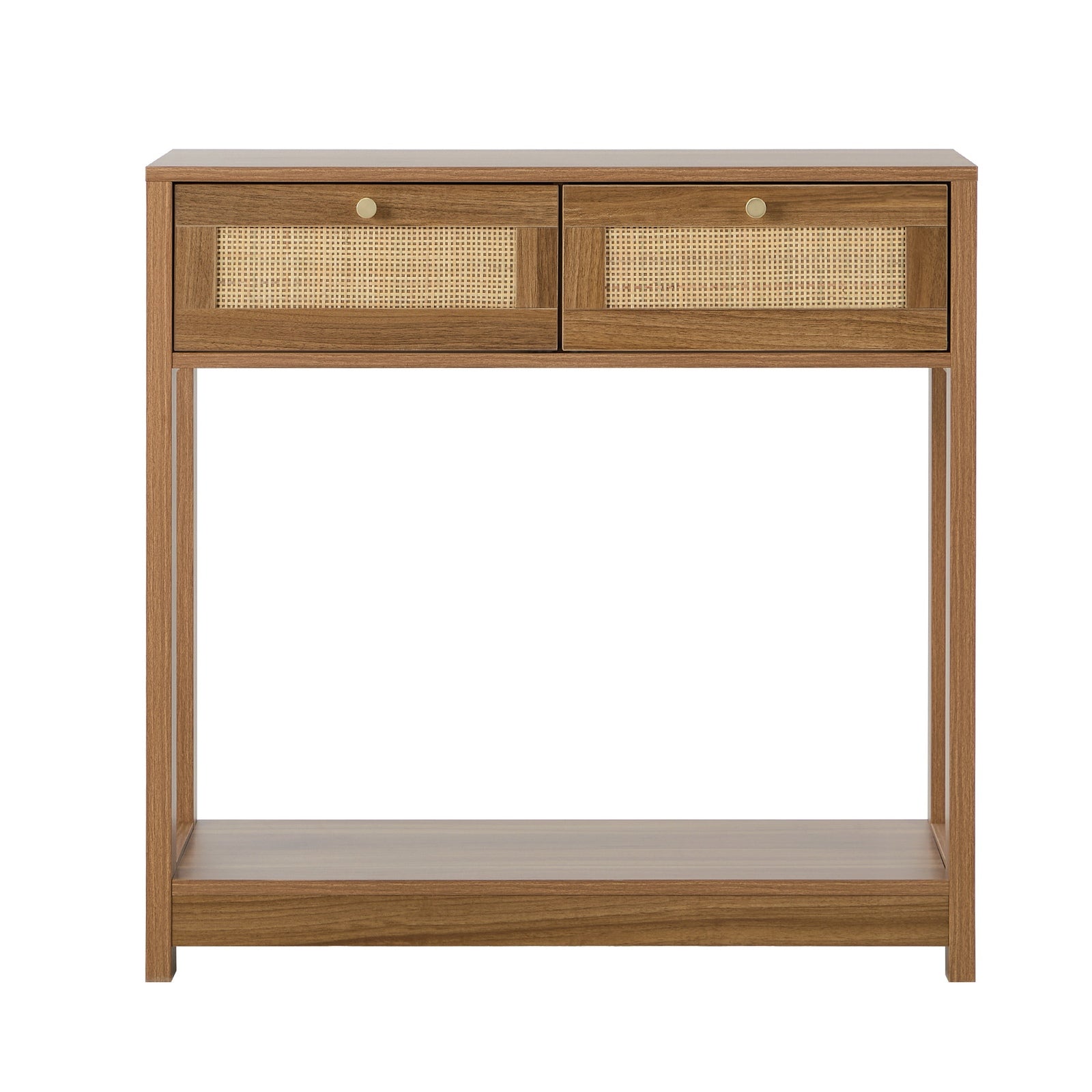 Oikiture Console Table 2 Drawer Hallway Display Shelf Entryway Storage Oak