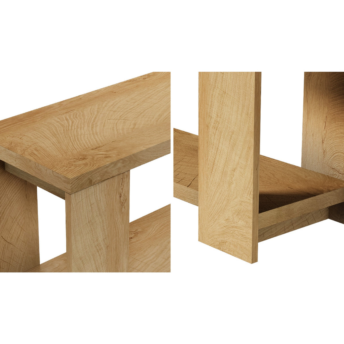 Oikiture Modern Console Table Two Open Shelves Entryway Storage Decor Natural