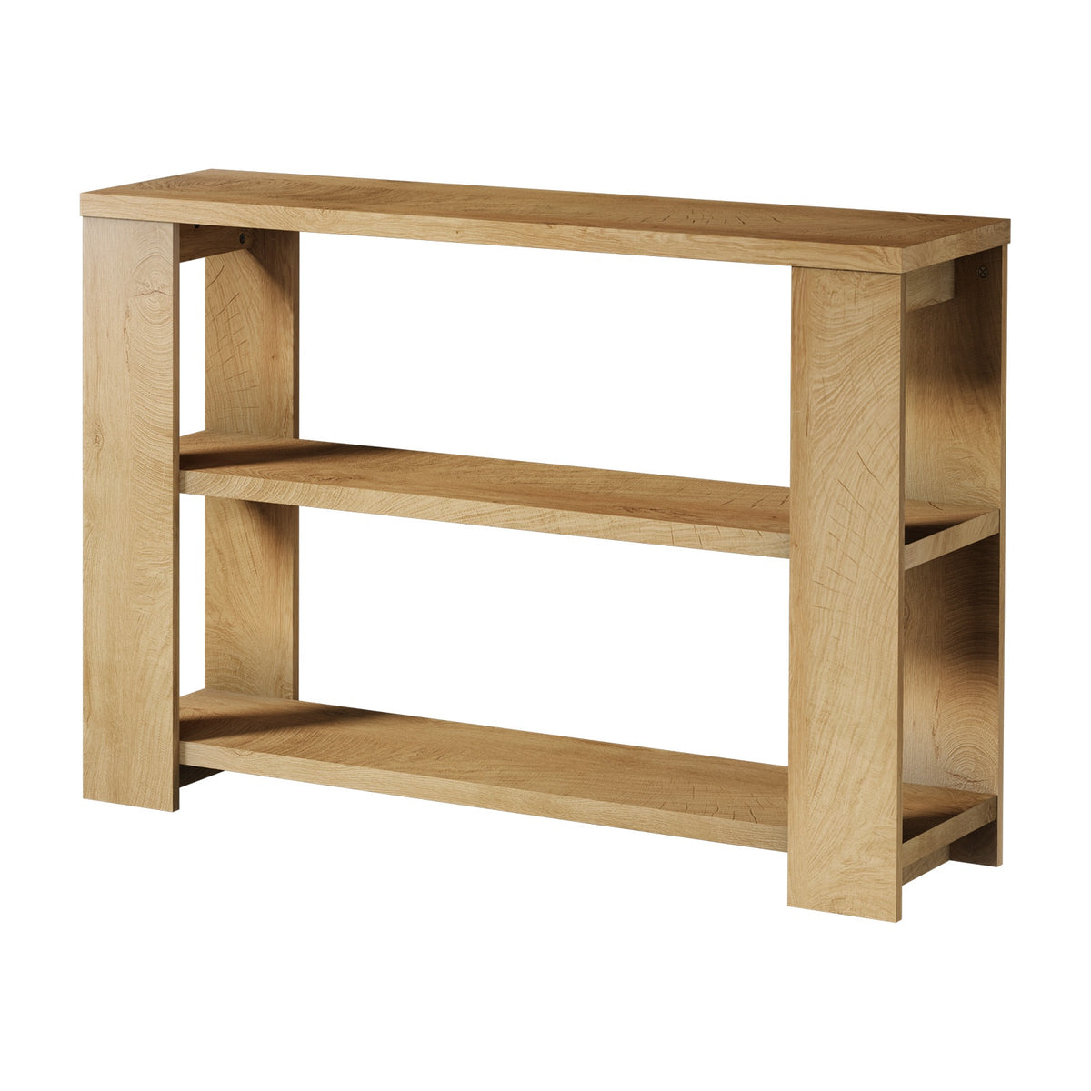 Oikiture Modern Console Table Two Open Shelves Entryway Storage Decor Natural