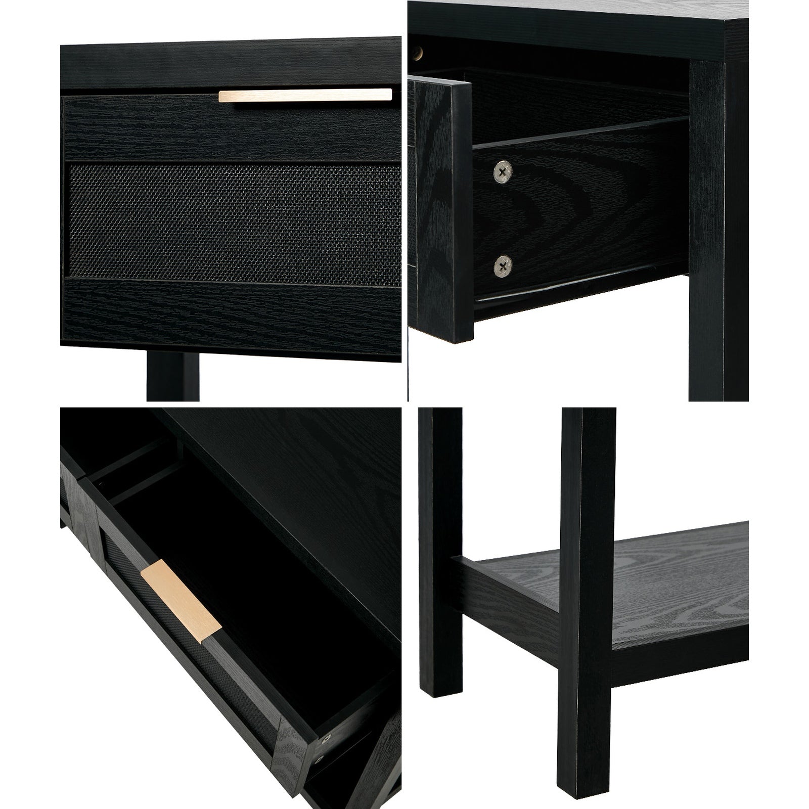 Oikiture Console Table 2 Drawers Entry Table Hallway Display Shelf Black