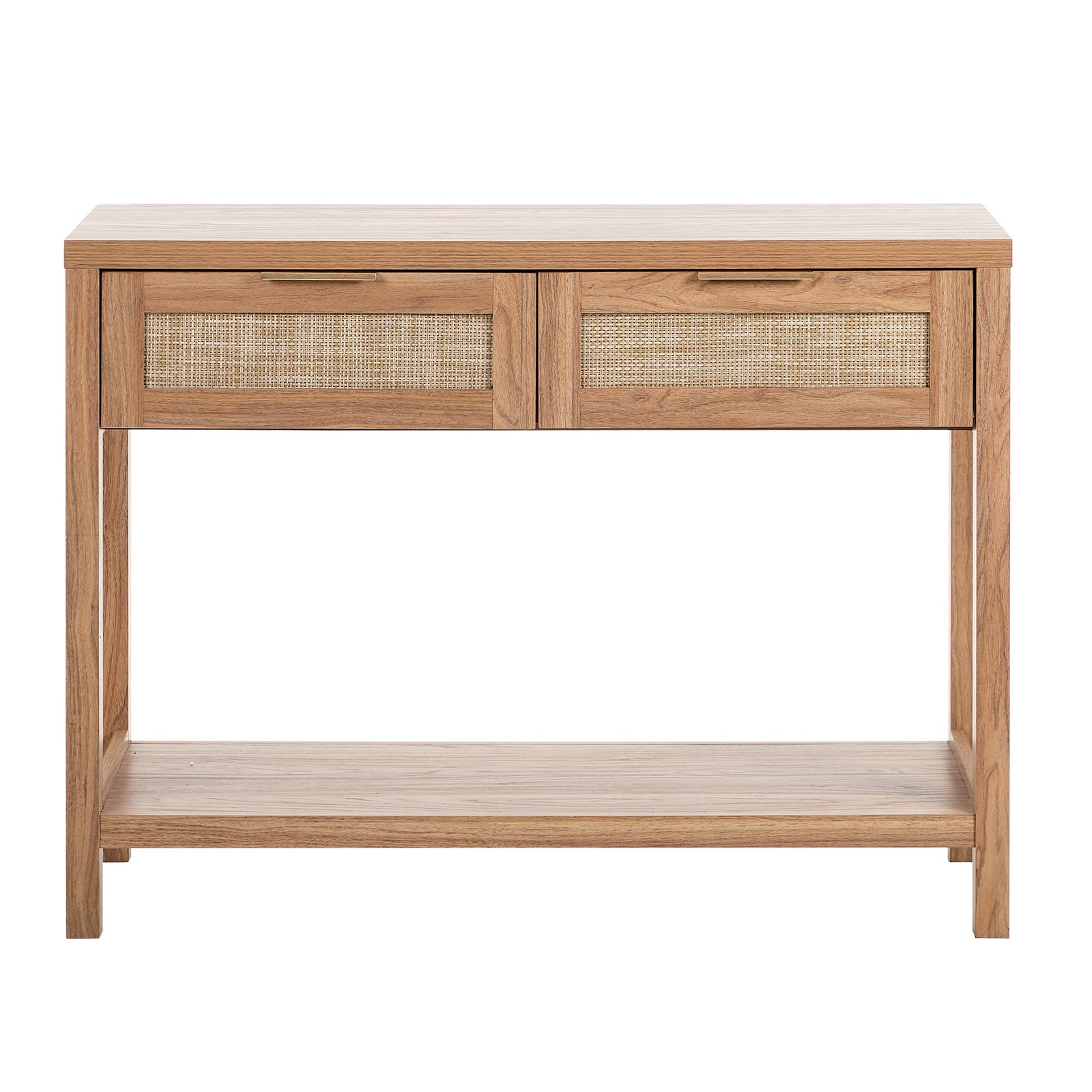 Oikiture Console Table 2 Drawers Entry Table Hallway Display Shelf Natural - Sunyee
