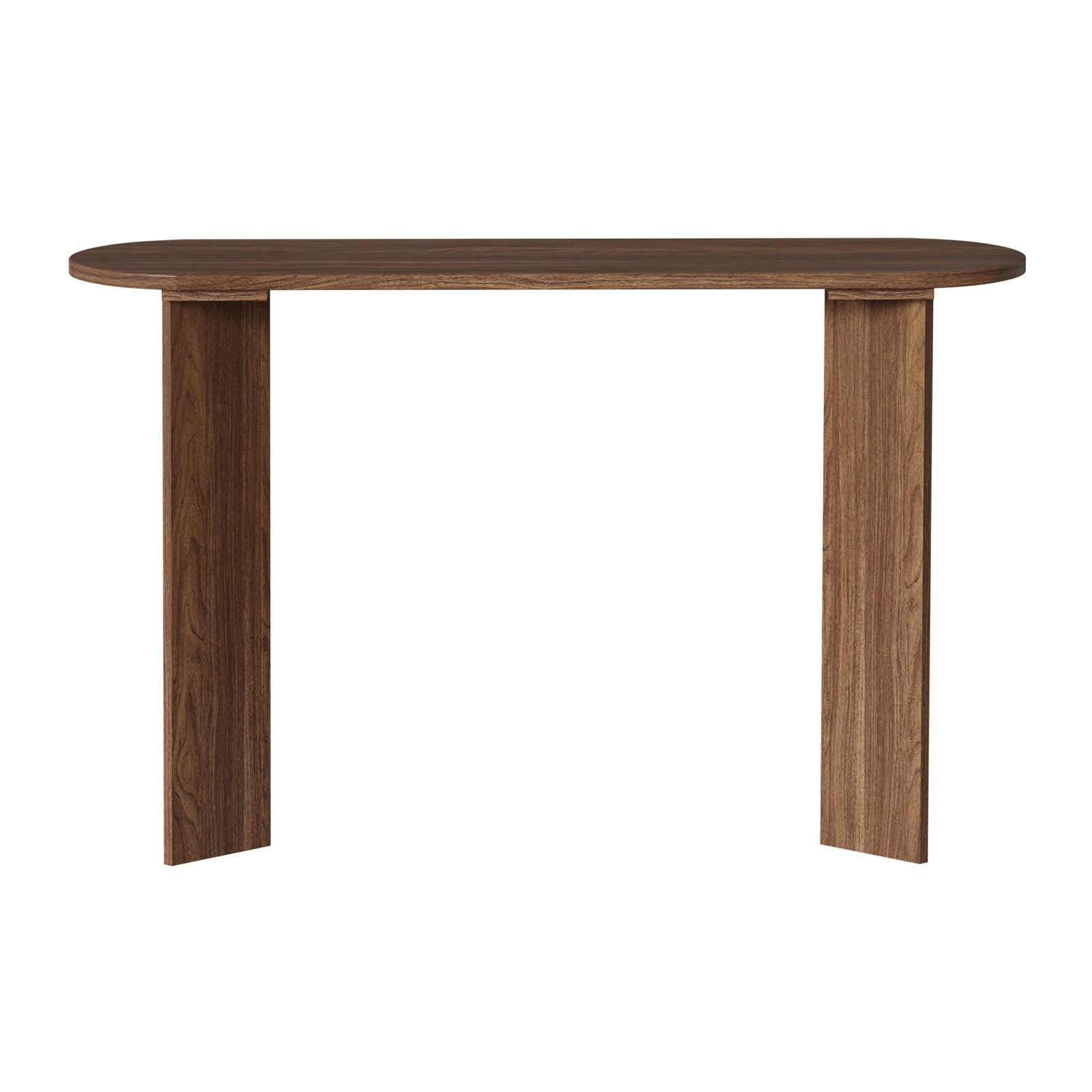 Oikiture Console Table Oval Entryway Storage Hallway Sofa Side Desk Walnut