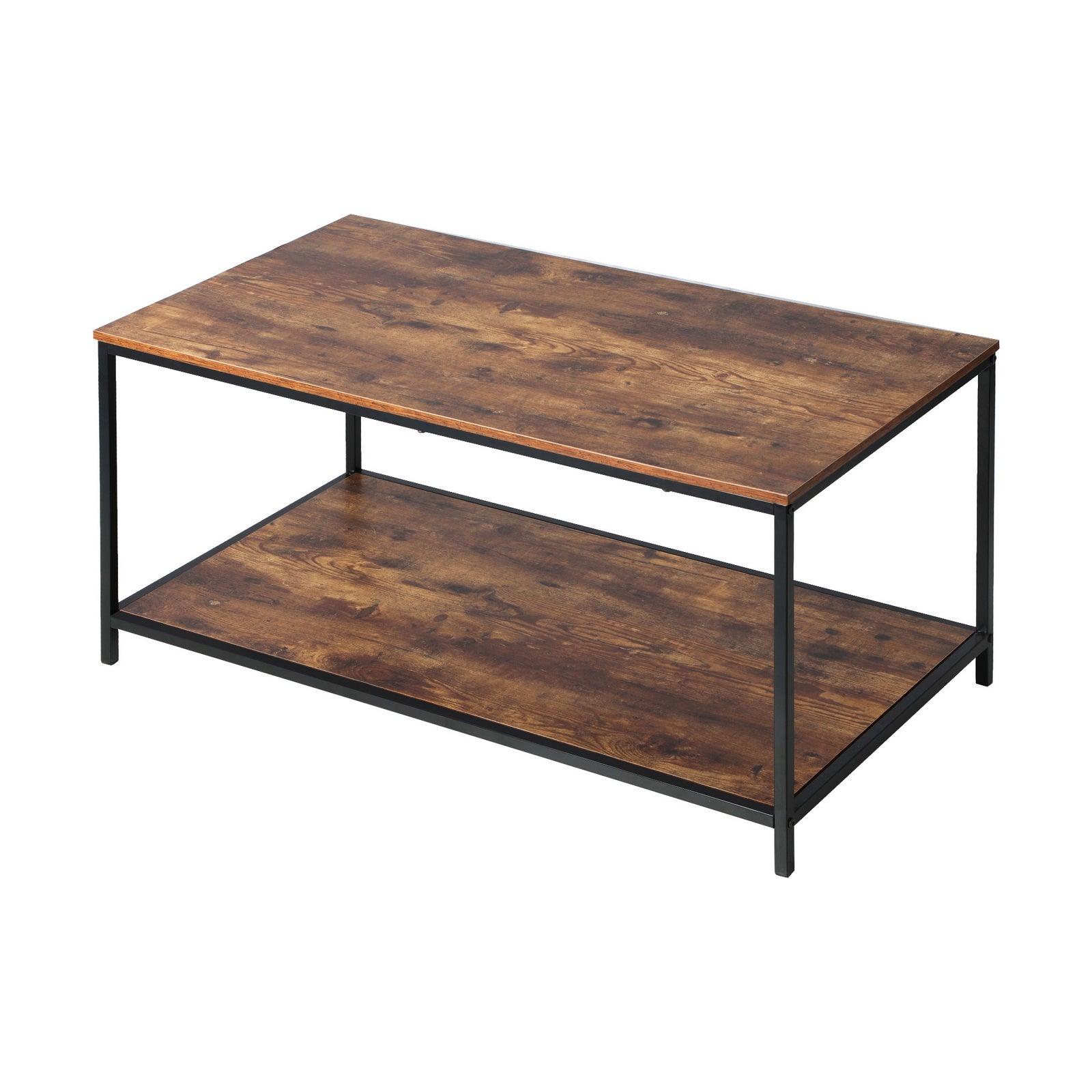 Oikiture Coffee Table Side Table Storage Rack Shelf 2-Tier Industrial Furniture - Sunyee
