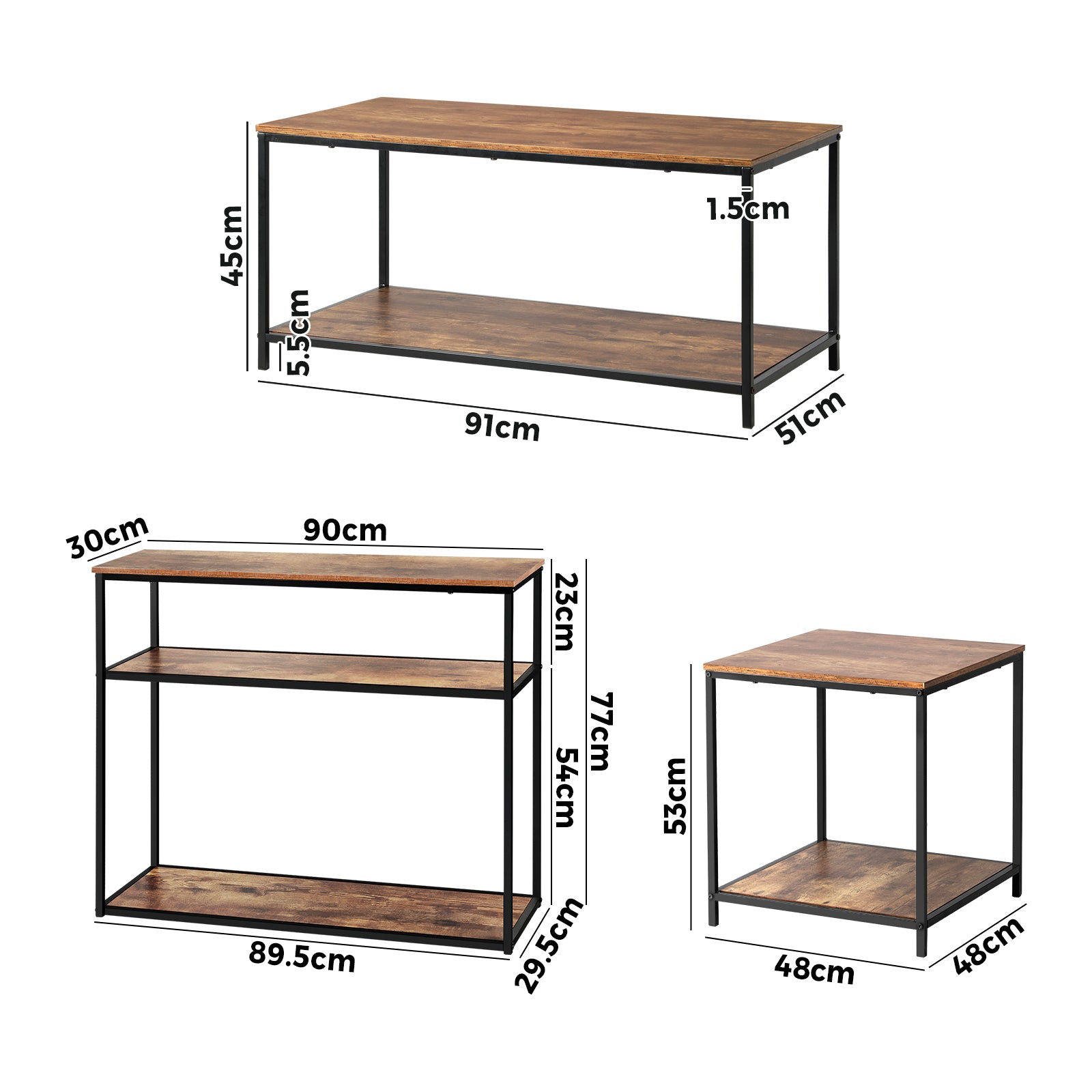 Oikiture Coffee Table Side End Table Console Tables Rack Shelf Hallway Display - Sunyee