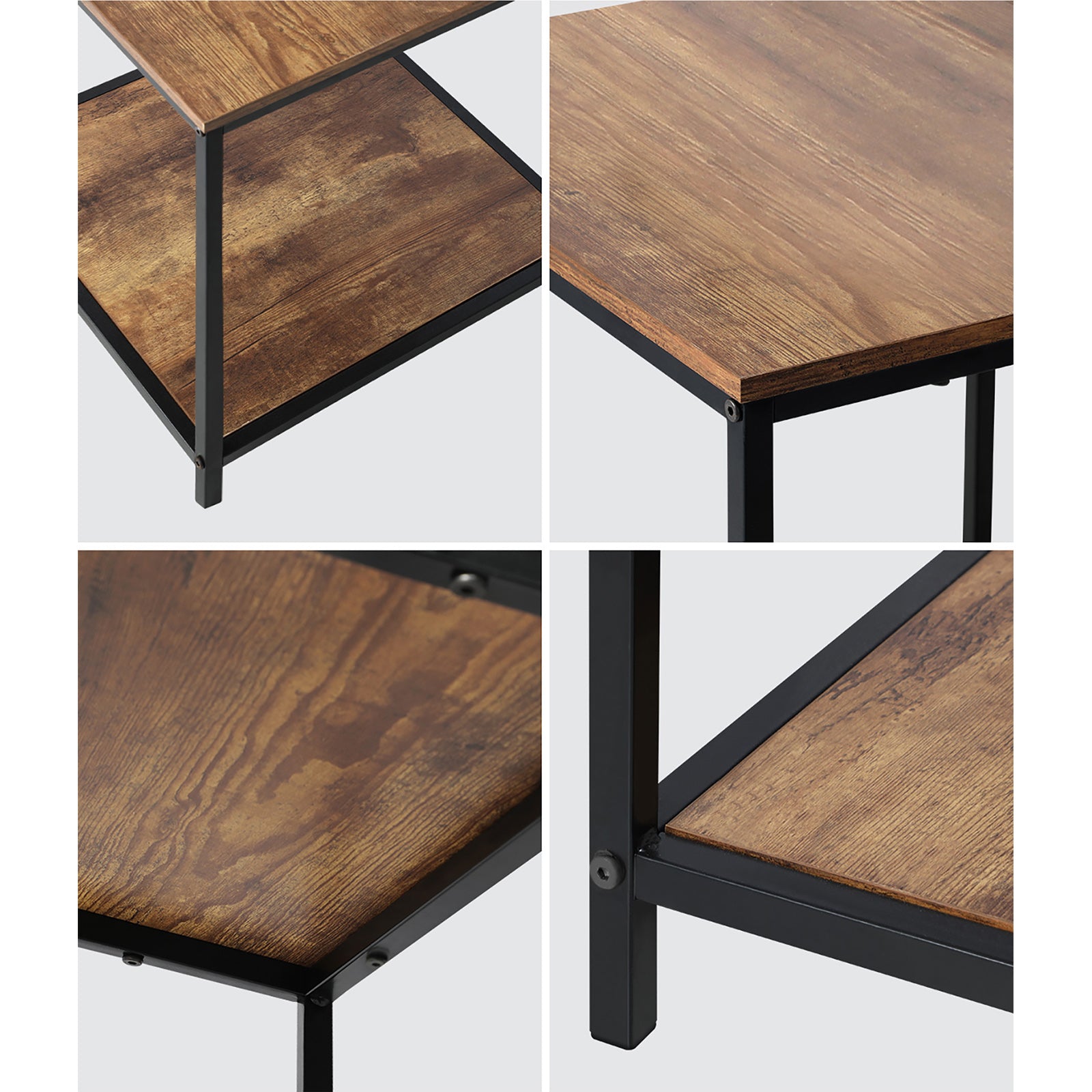 Oikiture Side End Table Coffee Table Bedside Shelf 2-Tier Industrial Furniture - Sunyee