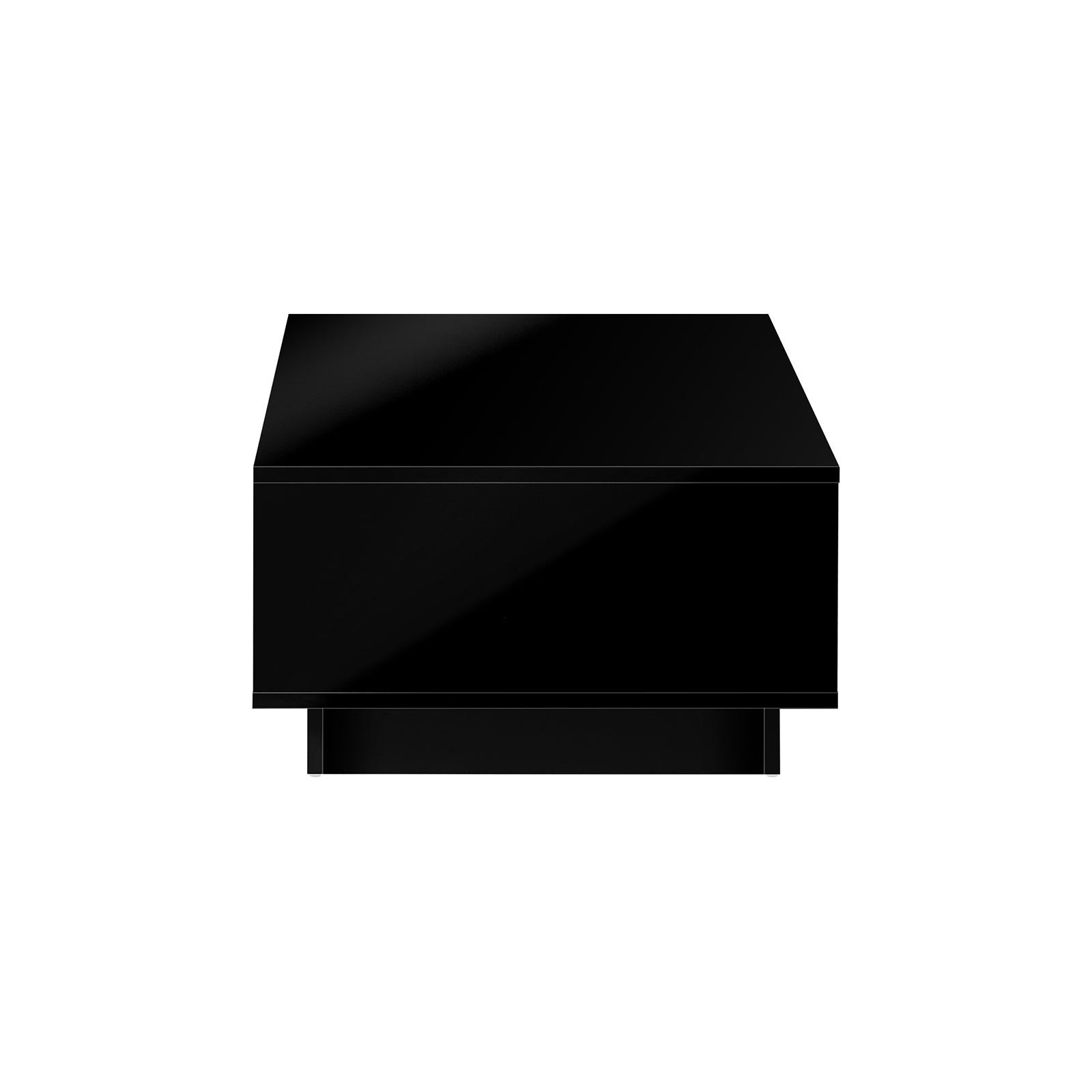Oikiture Coffee Table LED Light High Gloss Storage Drawer Modern Furniture Black - Sunyee