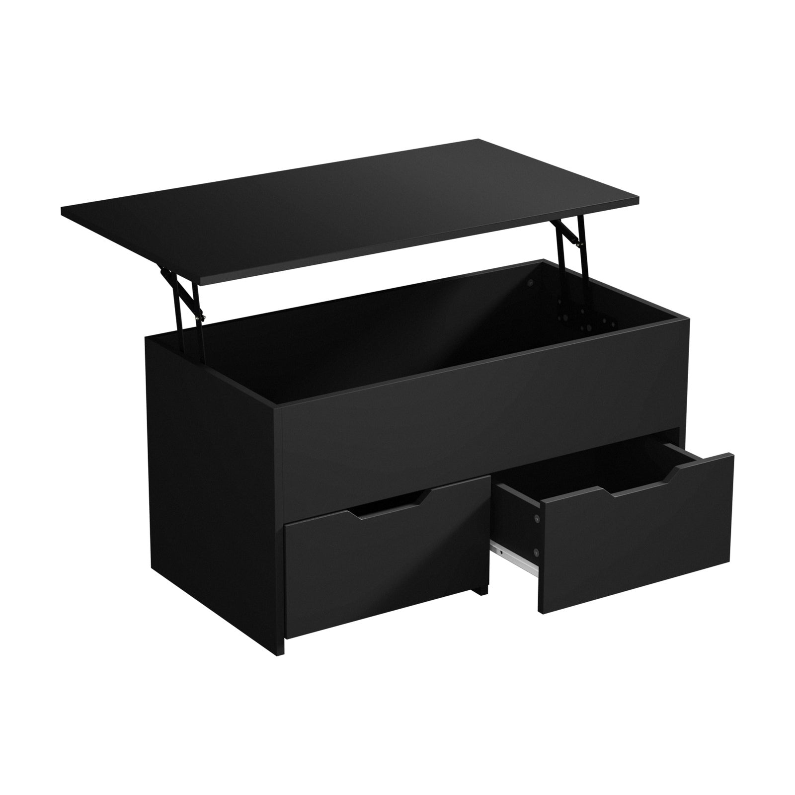 Oikiture Coffee Table Lift Up Top Hidden Storage Laptop Desk 2 Drawers Black - Sunyee