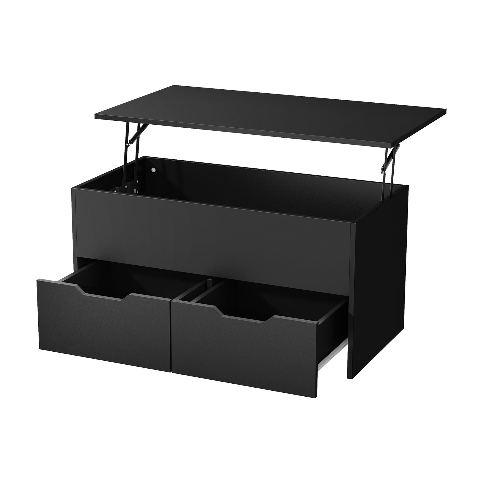 Oikiture Coffee Table Lift Up Top Hidden Storage Laptop Desk 2 Drawers Black - Sunyee
