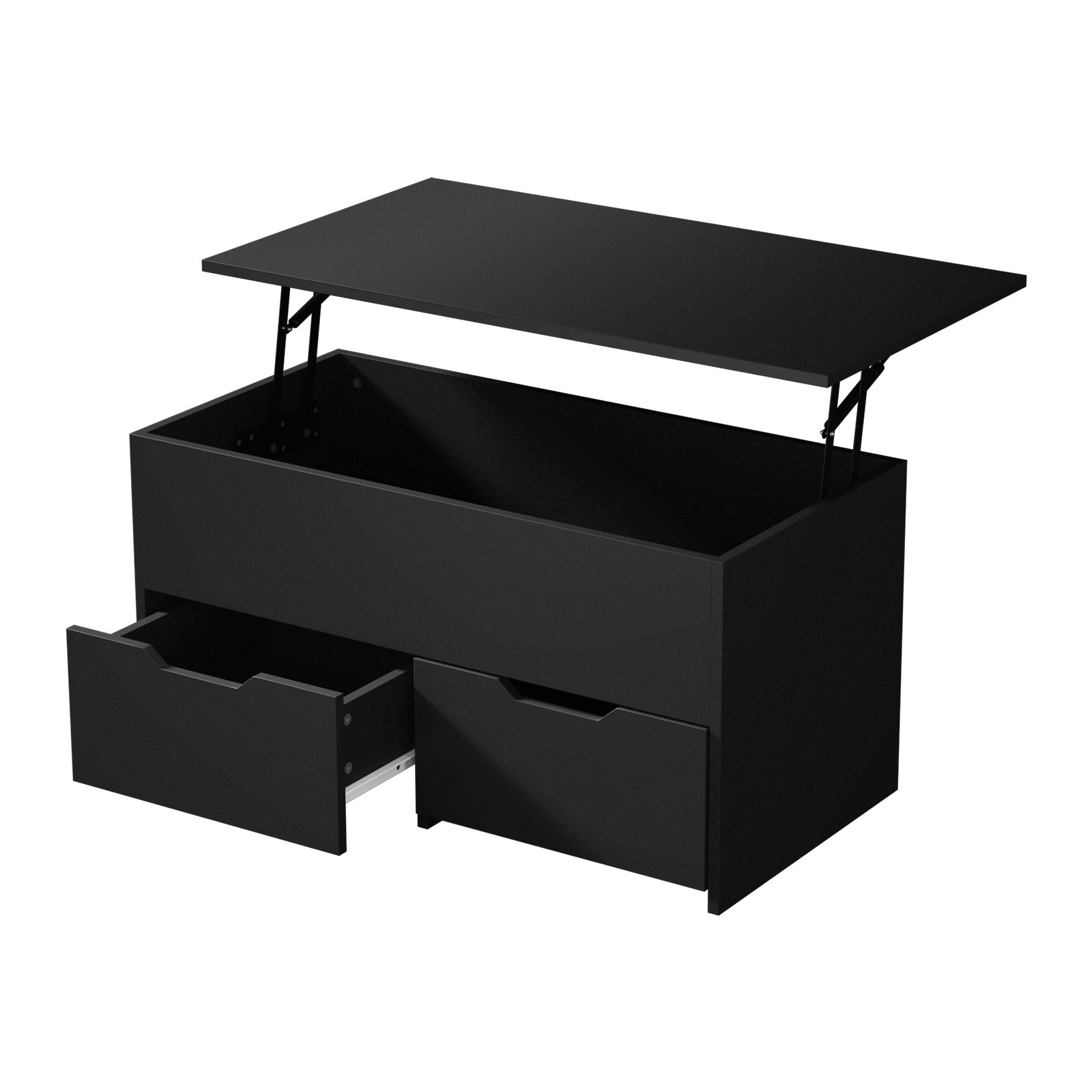 Oikiture Coffee Table Lift Up Top Hidden Storage Laptop Desk 2 Drawers Black - Sunyee