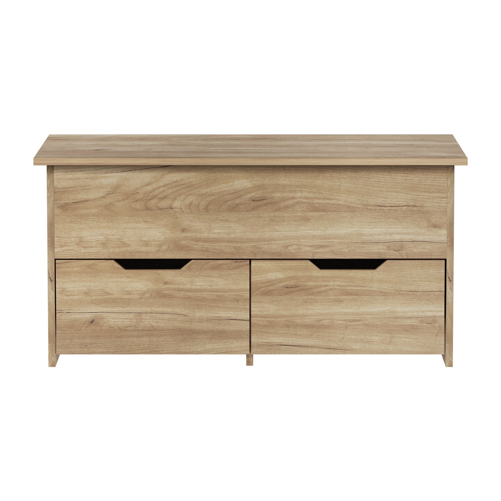 Oikiture Coffee Table Lift Up Top Hidden Storage Laptop Desk 2 Drawers Natural - Sunyee