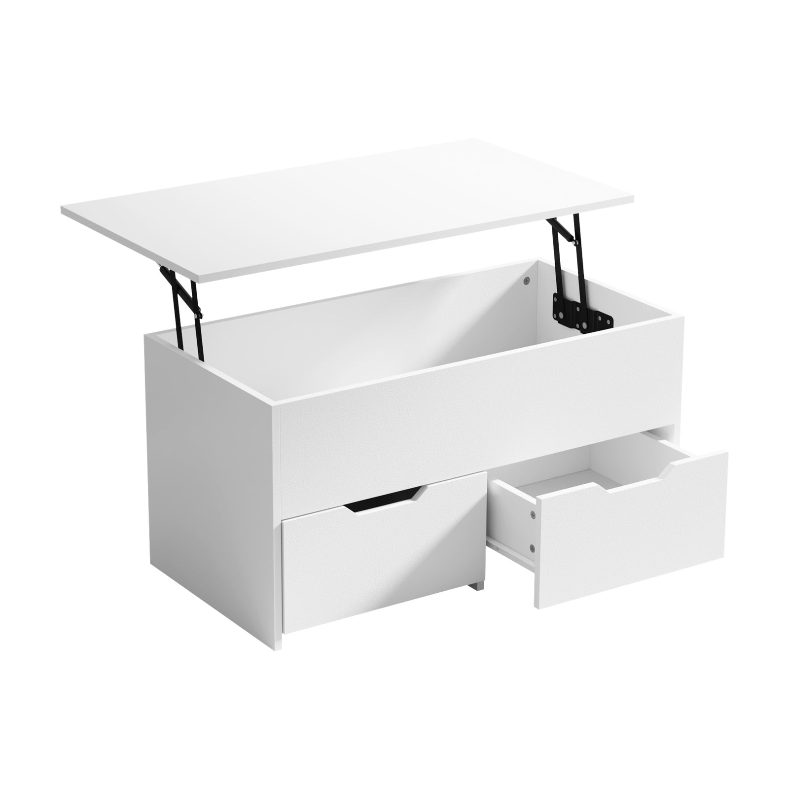 Oikiture Coffee Table Lift Up Top Hidden Storage Laptop Desk 2 Drawers White - Sunyee