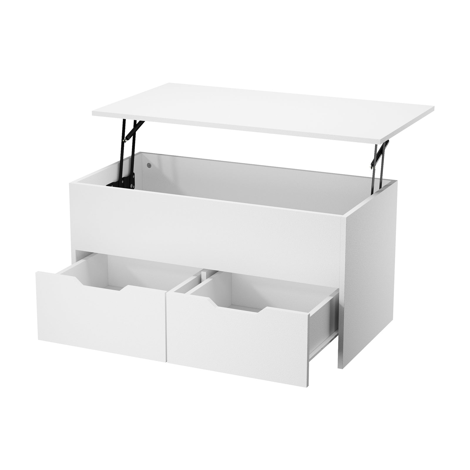 Oikiture Coffee Table Lift Up Top Hidden Storage Laptop Desk 2 Drawers White - Sunyee