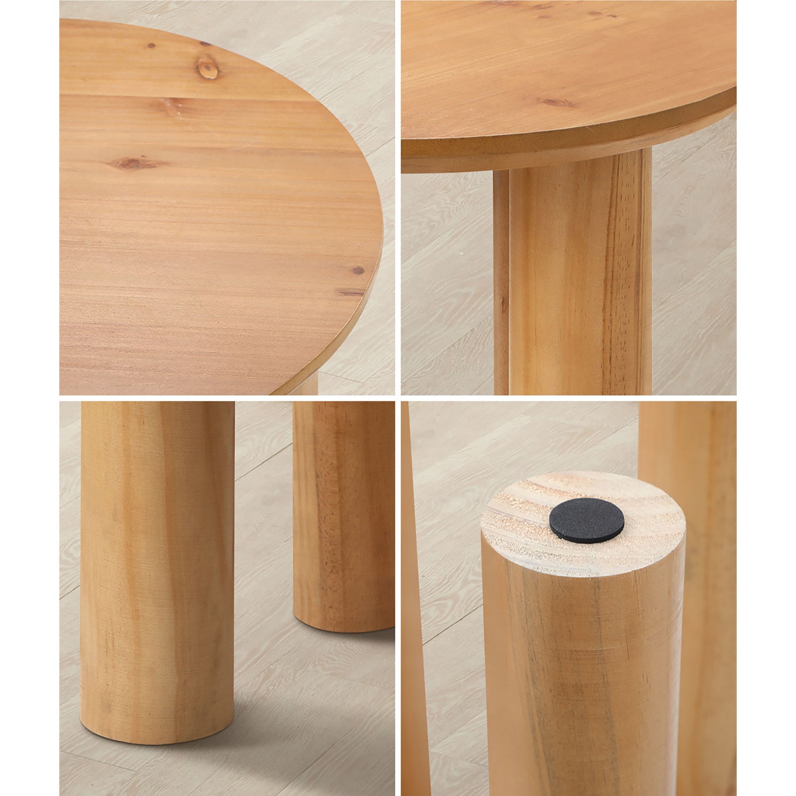 Oikiture Coffee Table Side End Tables Sofa Desk Bedside Nightstand Round Wooden - Sunyee