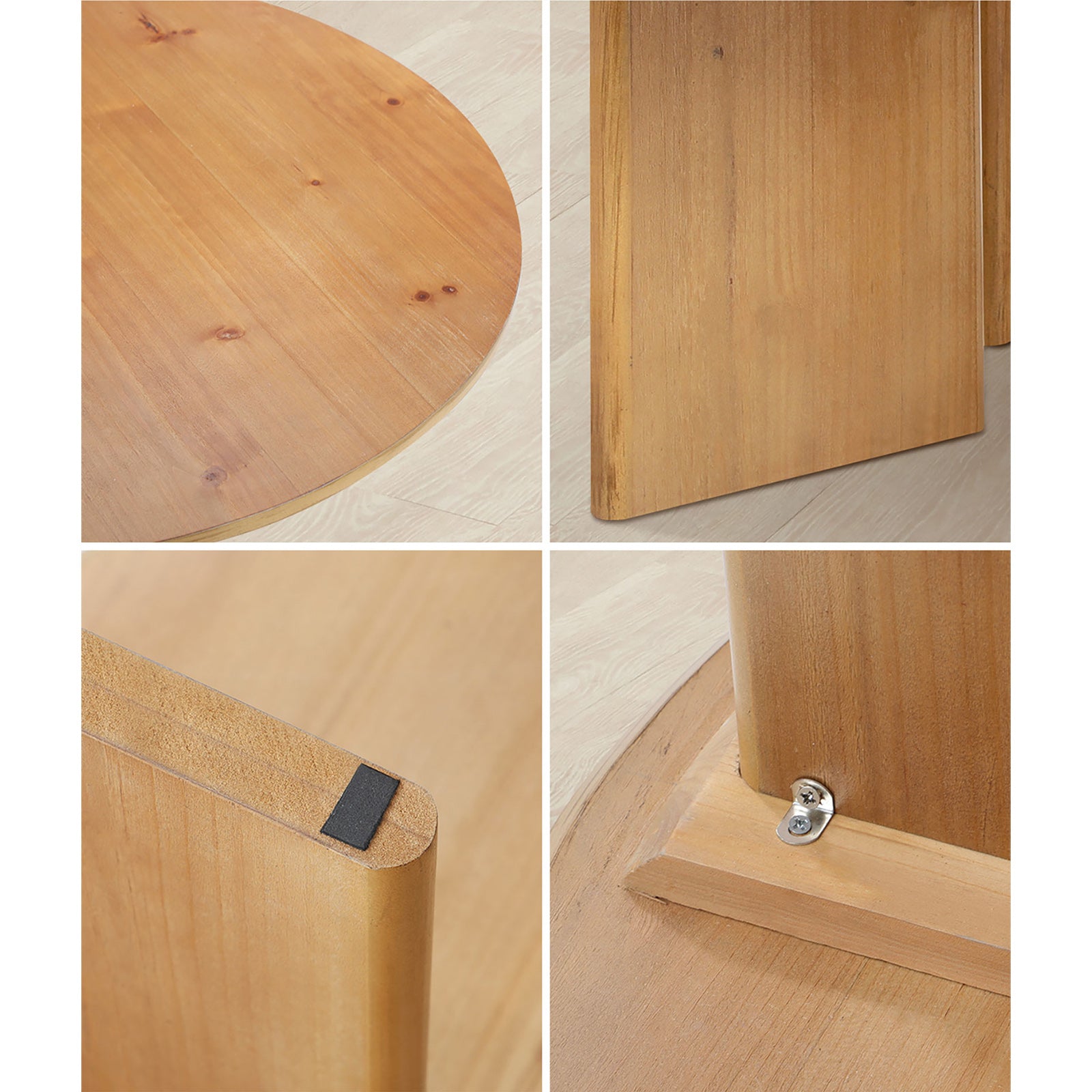 Oikiture Coffee Table Round Side End Tables Sofa Cafe Desk Wooden Natural - Sunyee