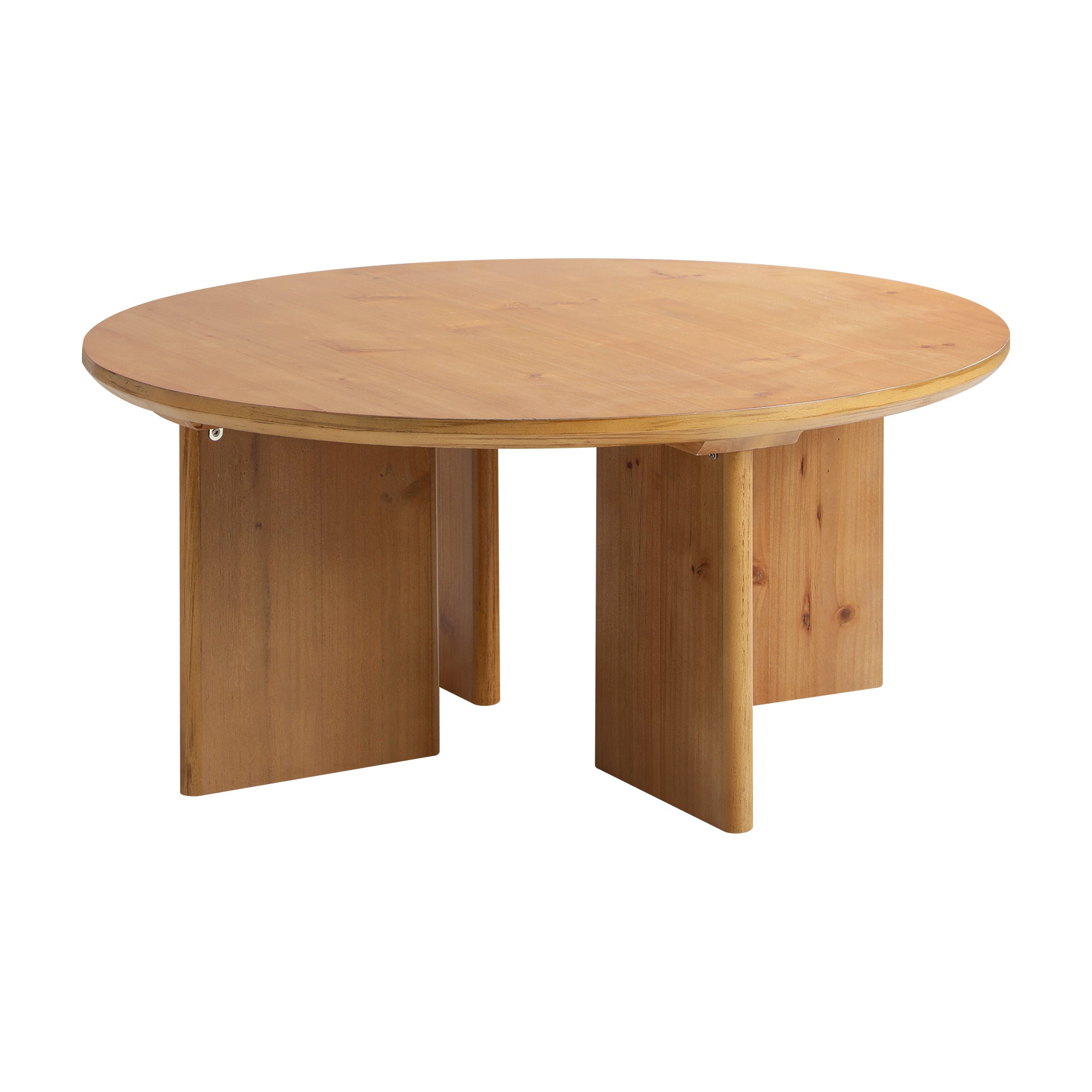 Oikiture Coffee Table Round Side End Tables Sofa Cafe Desk Wooden Natural - Sunyee