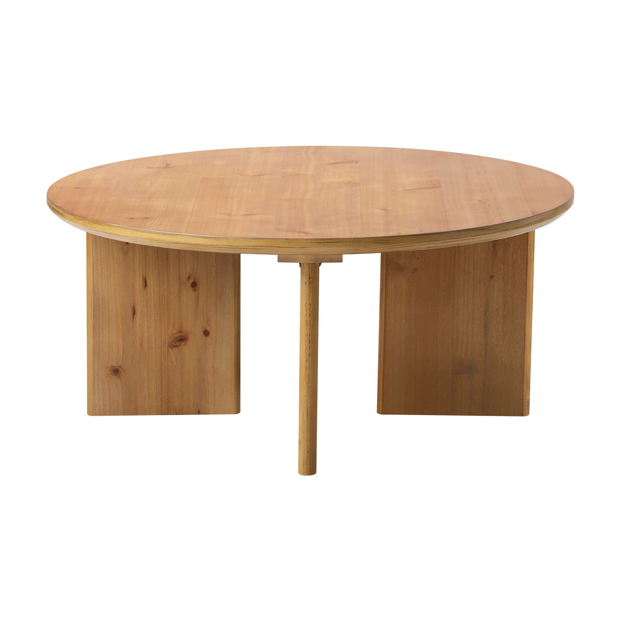Oikiture Coffee Table Round Side End Tables Sofa Cafe Desk Wooden Natural - Sunyee