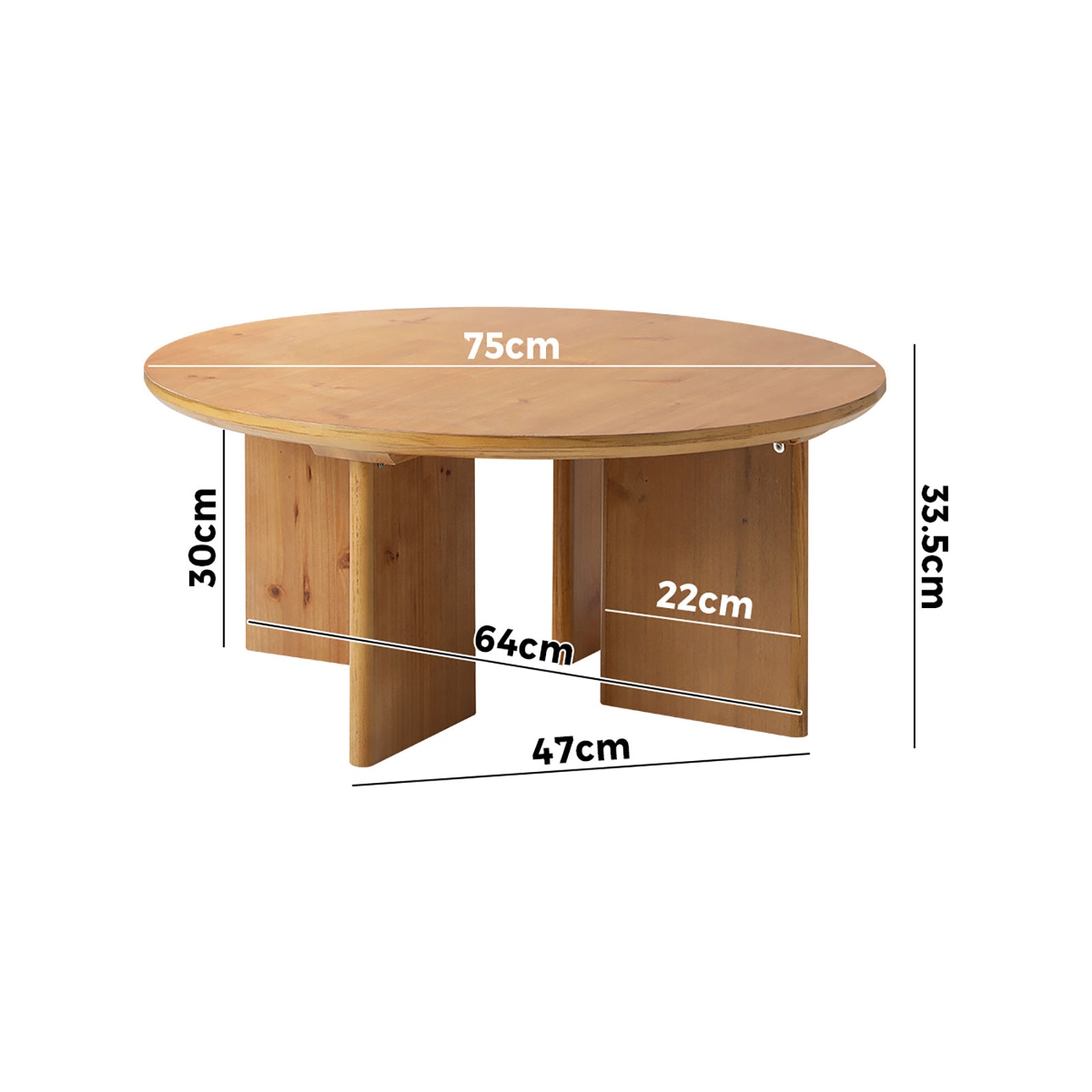 Oikiture Coffee Table Round Side End Tables Sofa Cafe Desk Wooden Natural - Sunyee