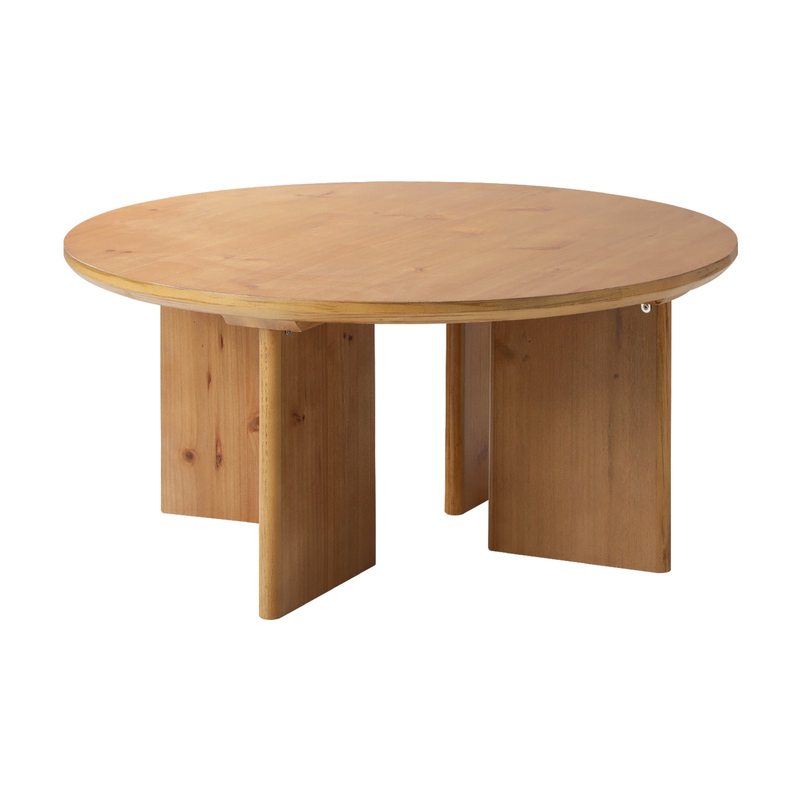 Oikiture Coffee Table Round Side End Tables Sofa Cafe Desk Wooden Natural - Sunyee