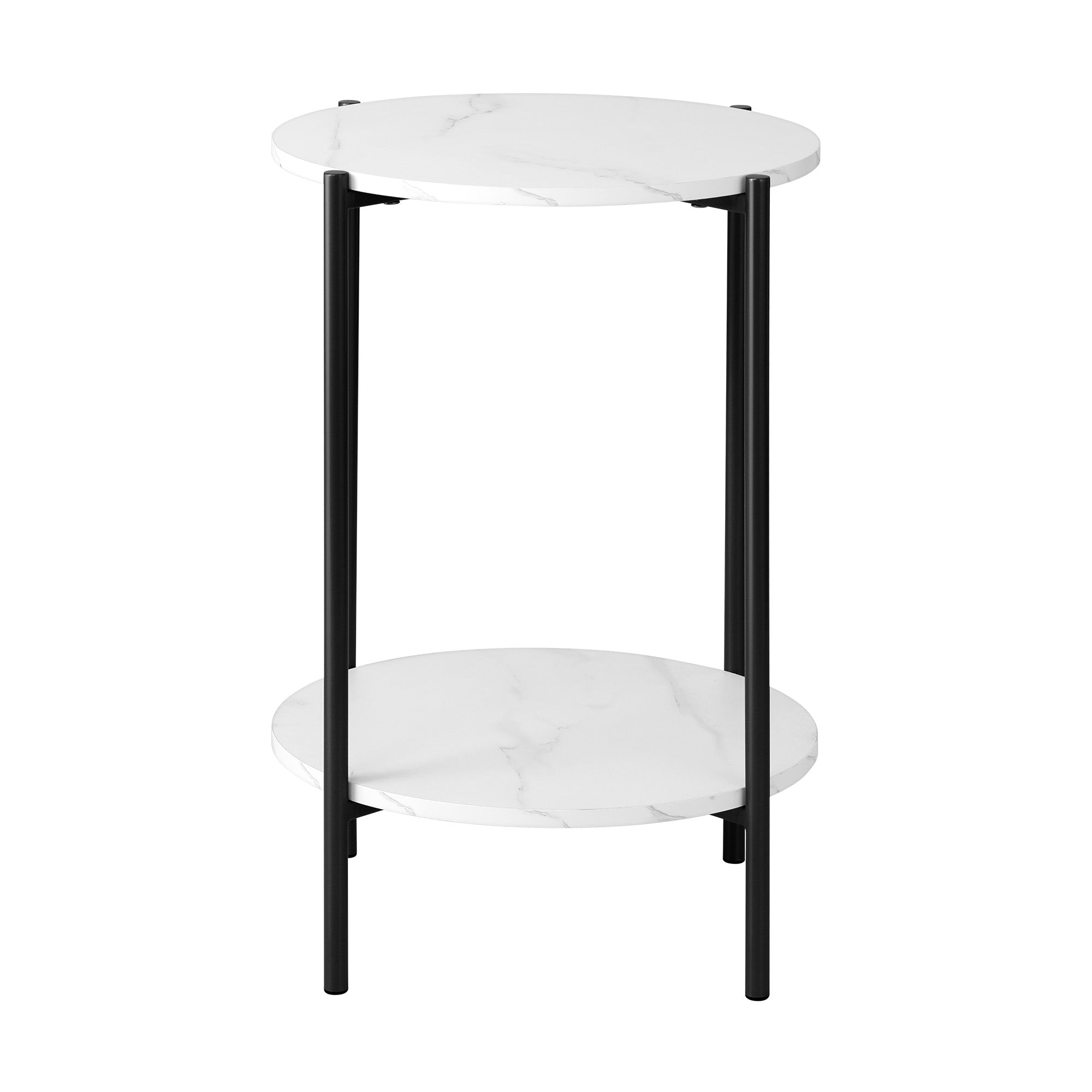 Oikiture Side End Table Coffee Sofa Bedside Nightstand Round Dual-Tier Marble - Sunyee