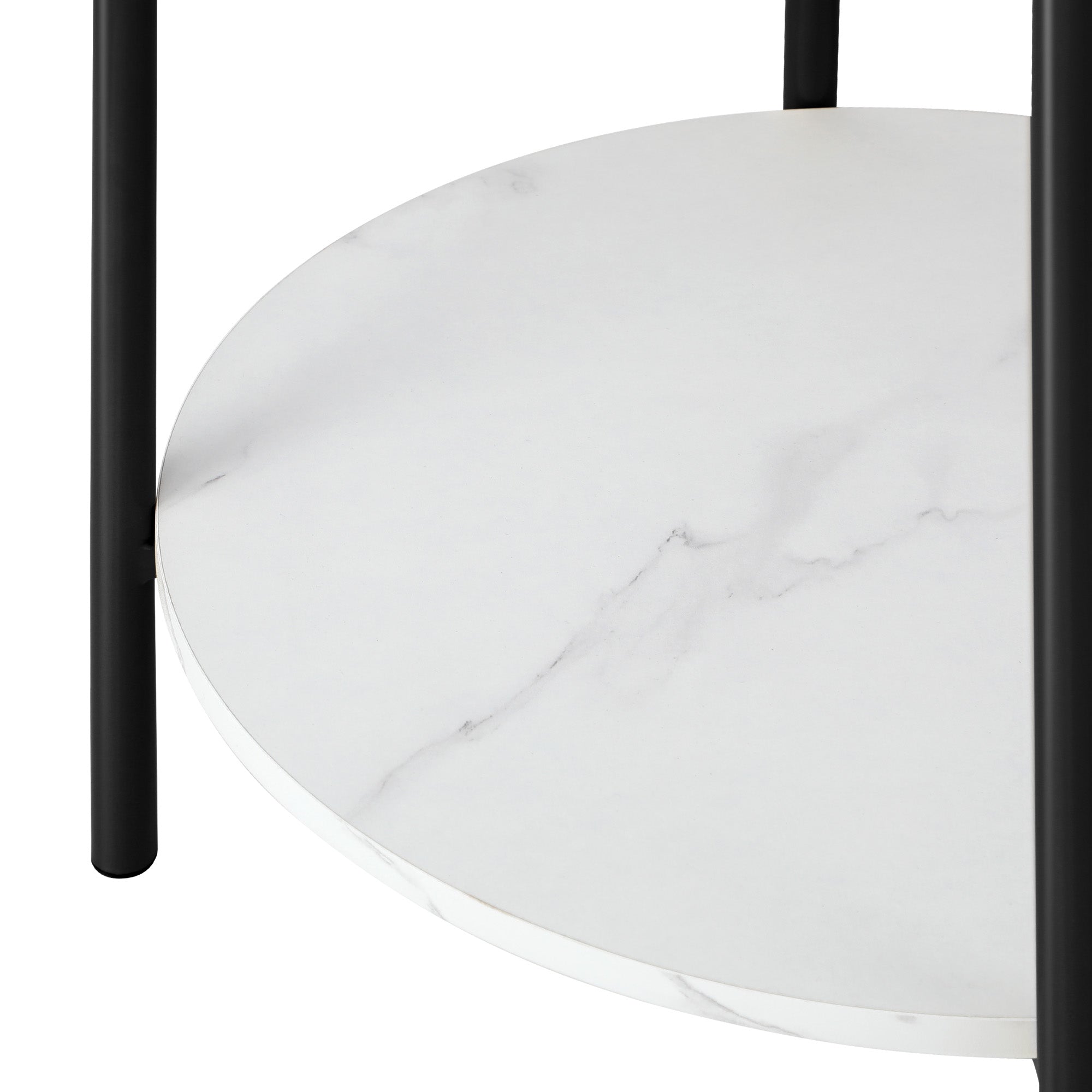 Oikiture Side End Table Coffee Sofa Bedside Nightstand Round Dual-Tier Marble - Sunyee