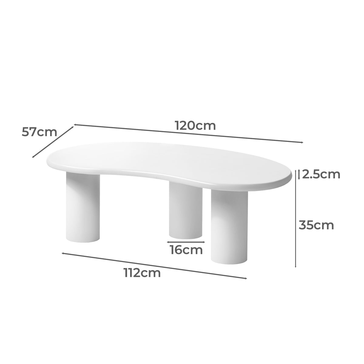 Oikiture Coffee Table Sofa Cafe Desk Side Tables Living Room Irregular White - Sunyee