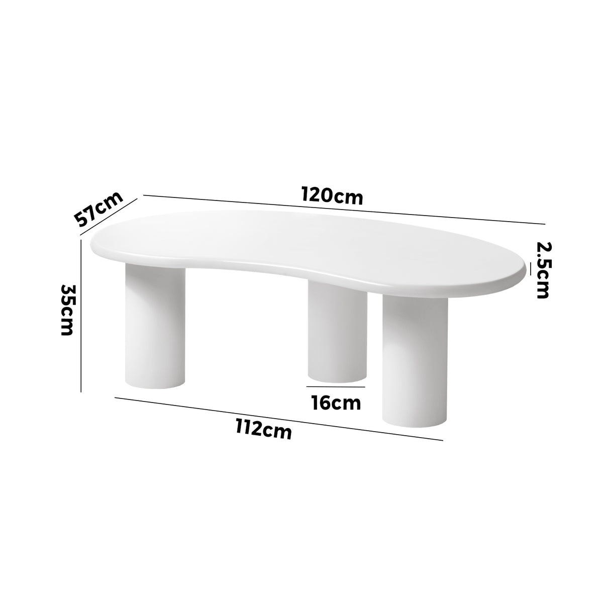 Oikiture Coffee Table Sofa Cafe Desk Side Tables Living Room Irregular White - Sunyee
