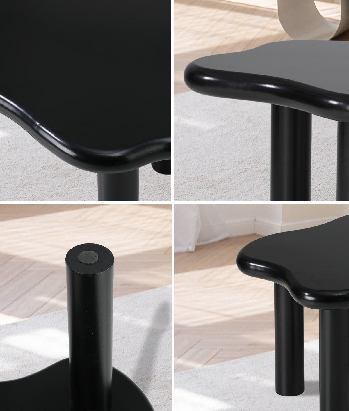 Oikiture Coffee Table Side Tables Sofa Cafe Desk Living Room Black Irregular - Sunyee