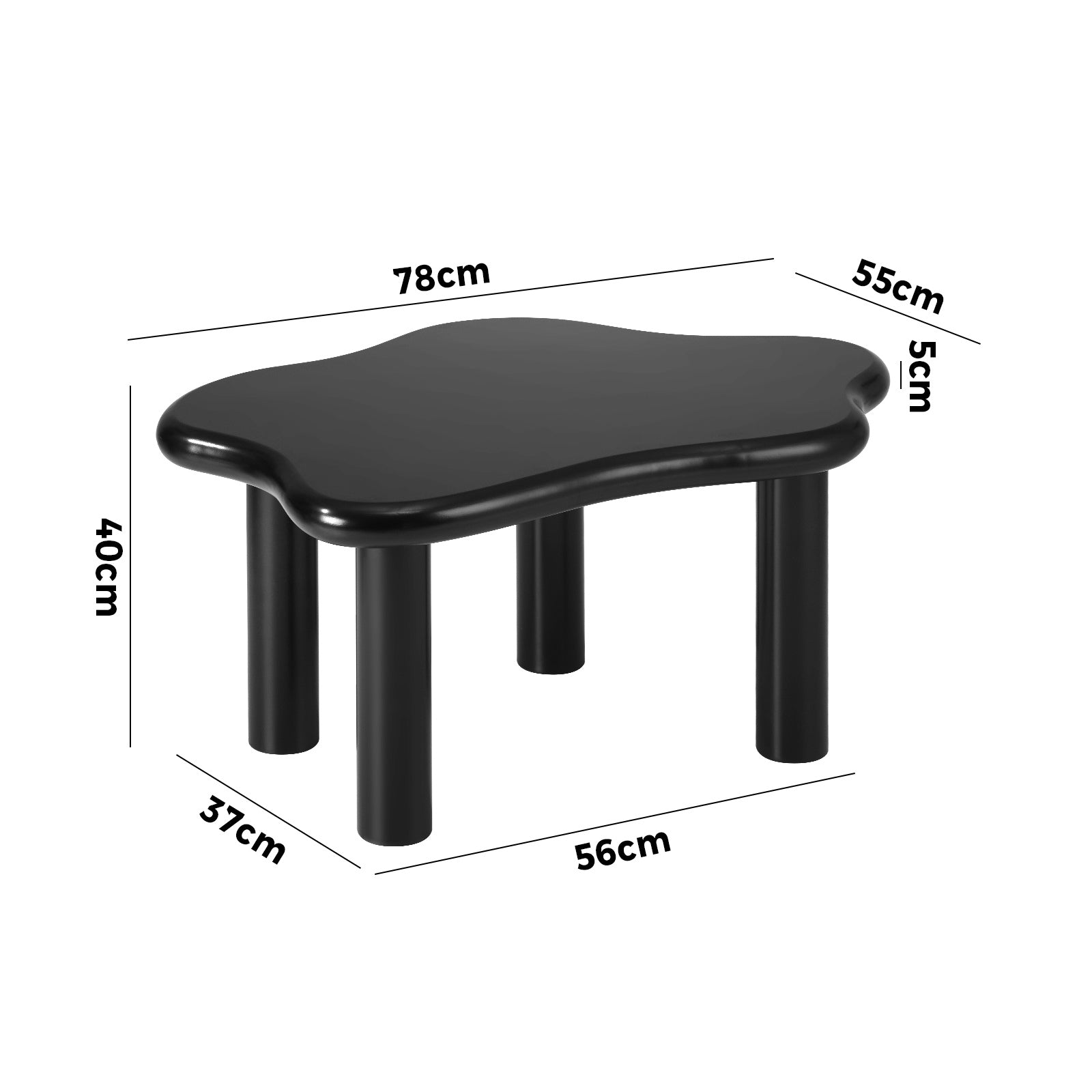 Oikiture Coffee Table Side Tables Sofa Cafe Desk Living Room Black Irregular - Sunyee