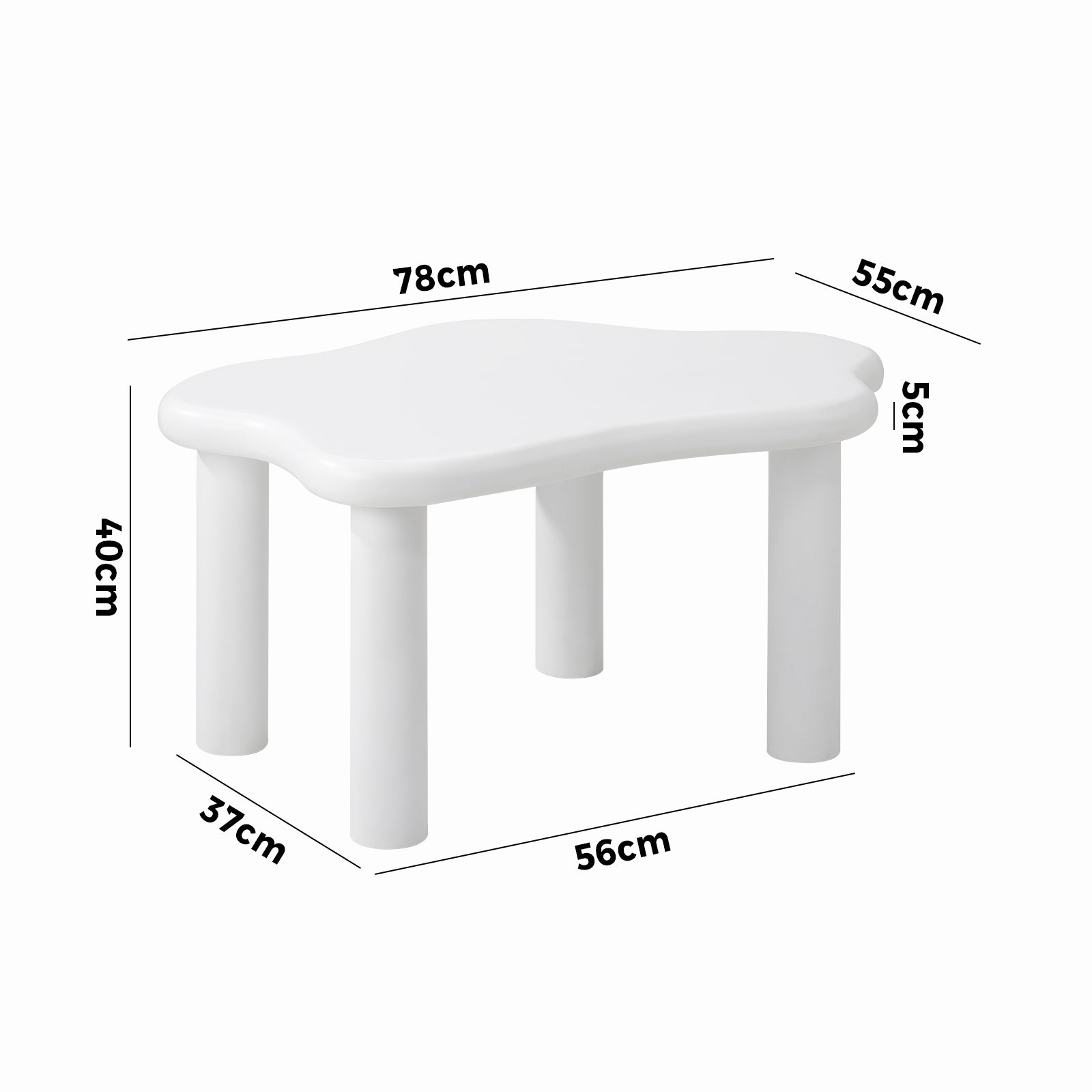 Oikiture Coffee Table Side Tables Sofa Cafe Desk Living Room White Irregular - Sunyee