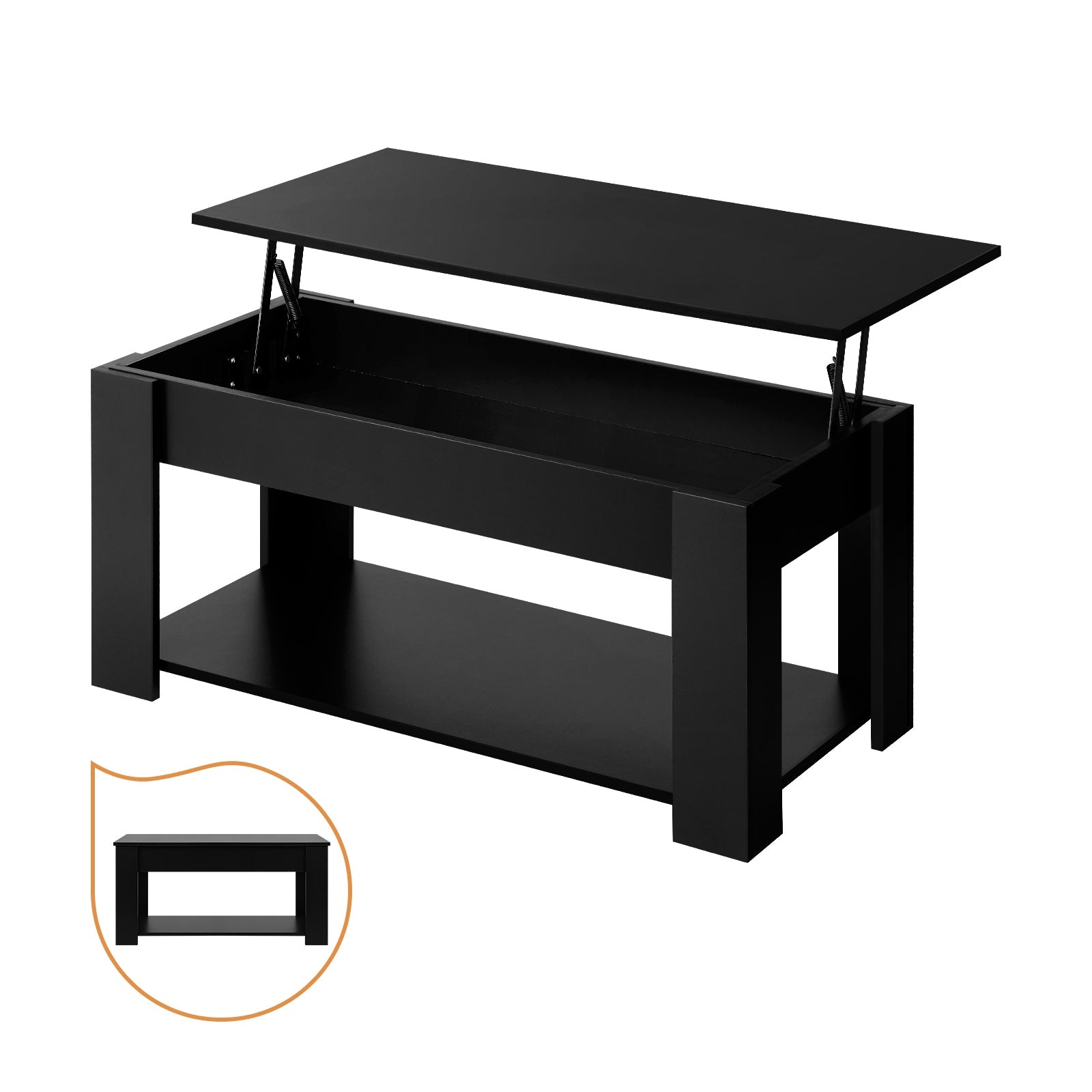 Oikiture Coffee Table Lift Up Top Modern Tables Hidden Book Storage Black - Sunyee