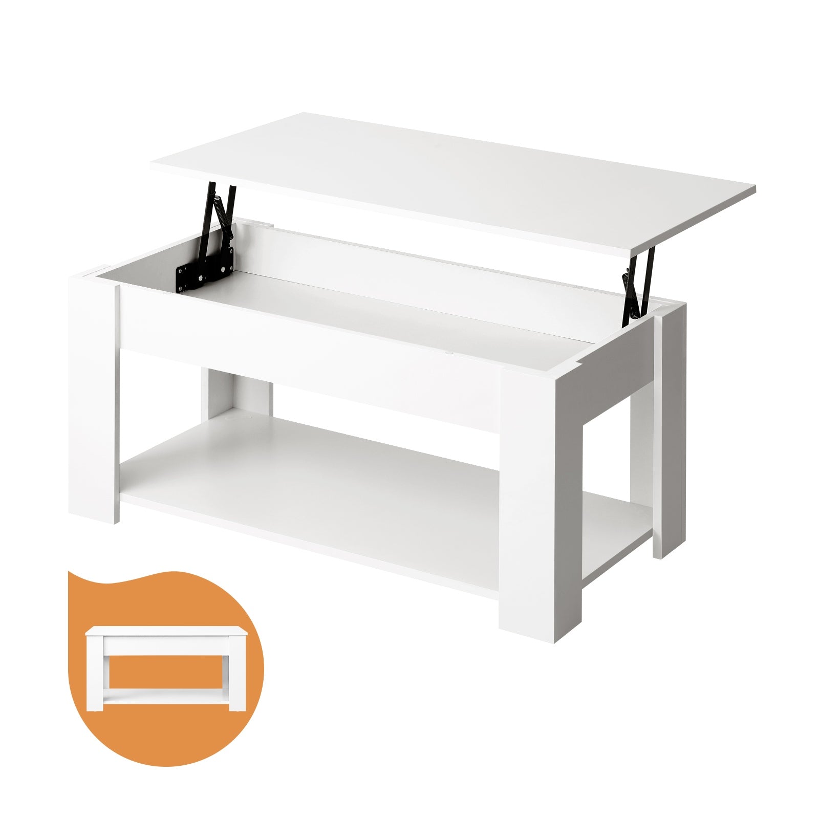 Oikiture Coffee Table Lift Up Top Modern Tables Hidden Book Storage White - Sunyee