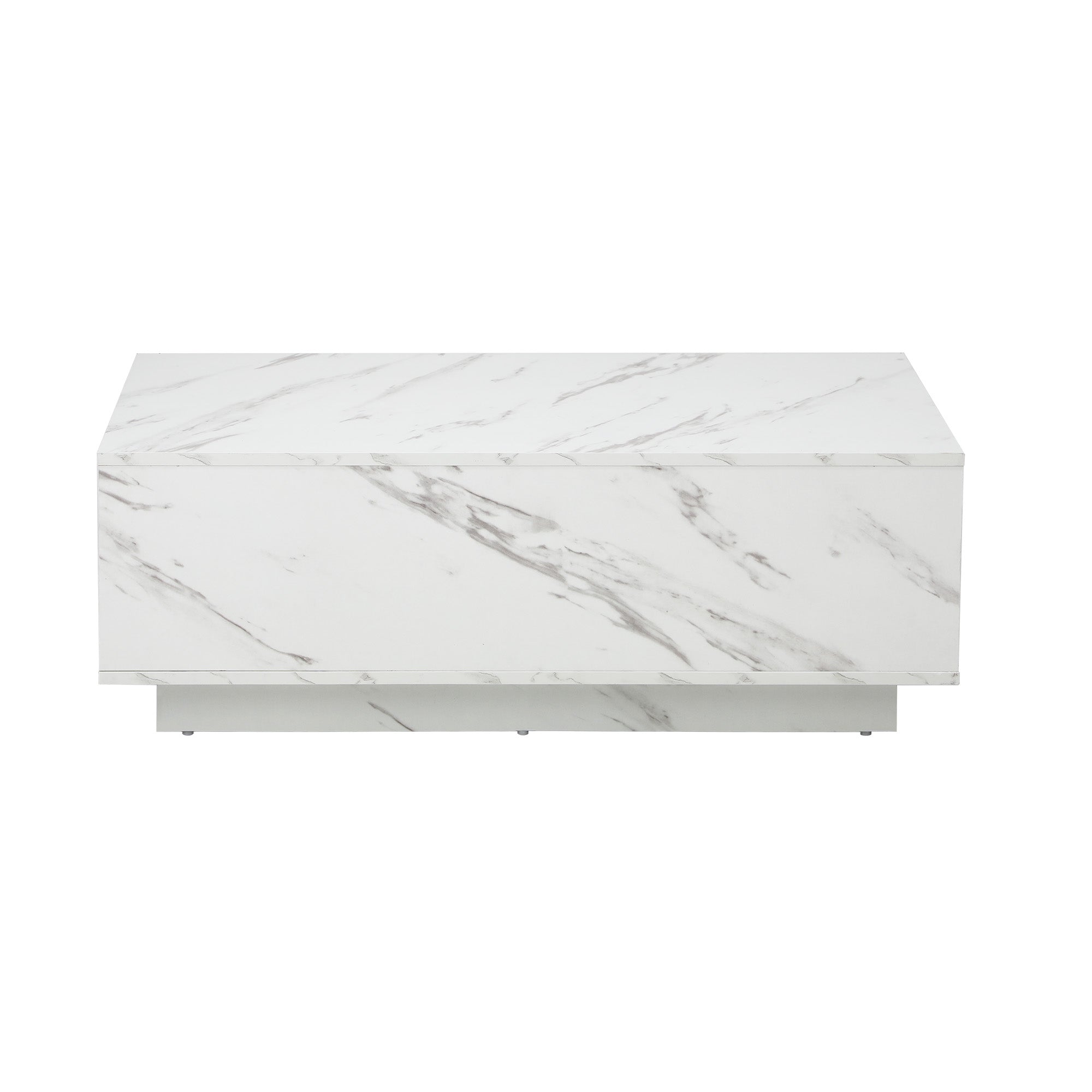 Oikiture Coffee Table Side Tables Sofa Cafe Desk Marble Effect Wooden White - Sunyee