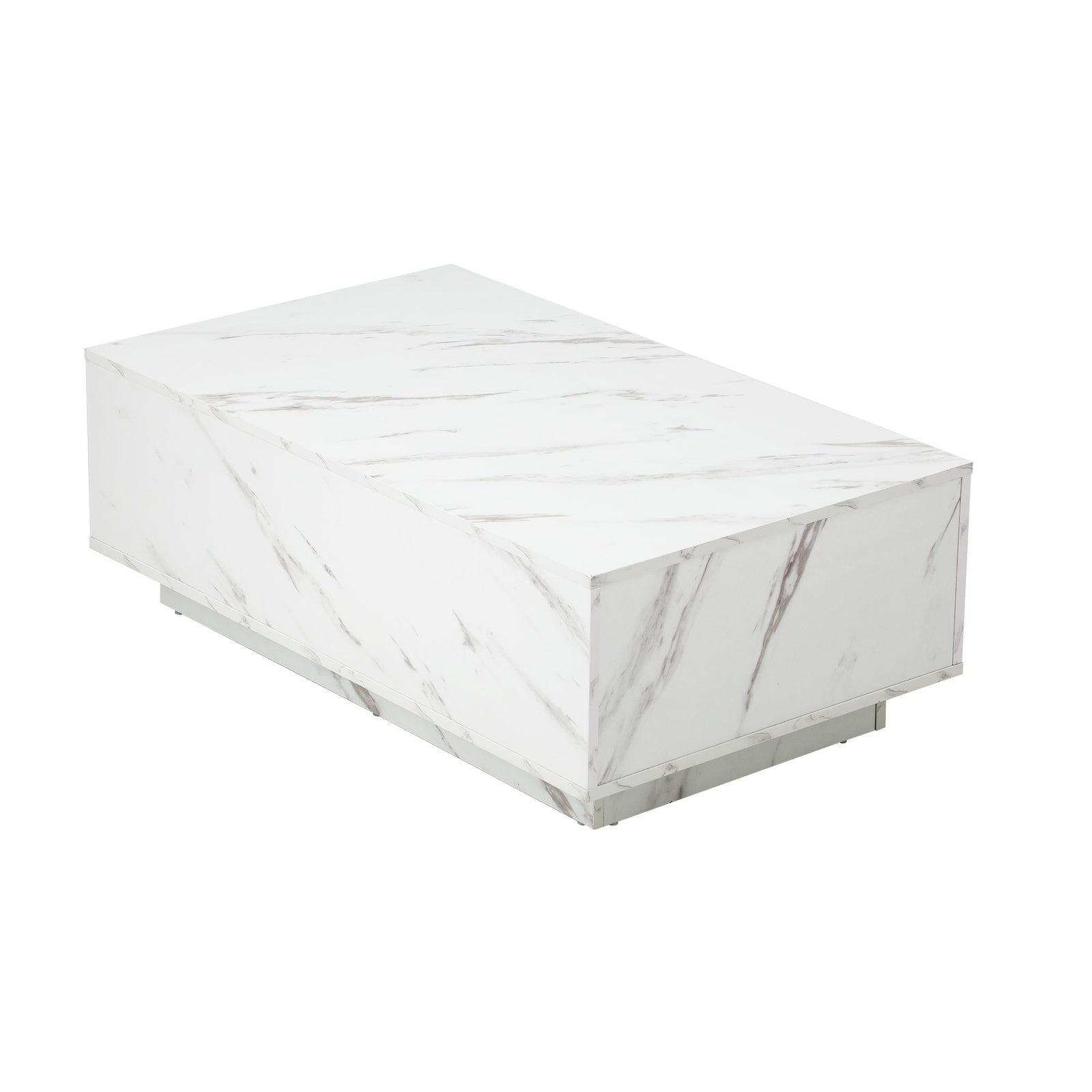 Oikiture Coffee Table Side Tables Sofa Cafe Desk Marble Effect Wooden White - Sunyee
