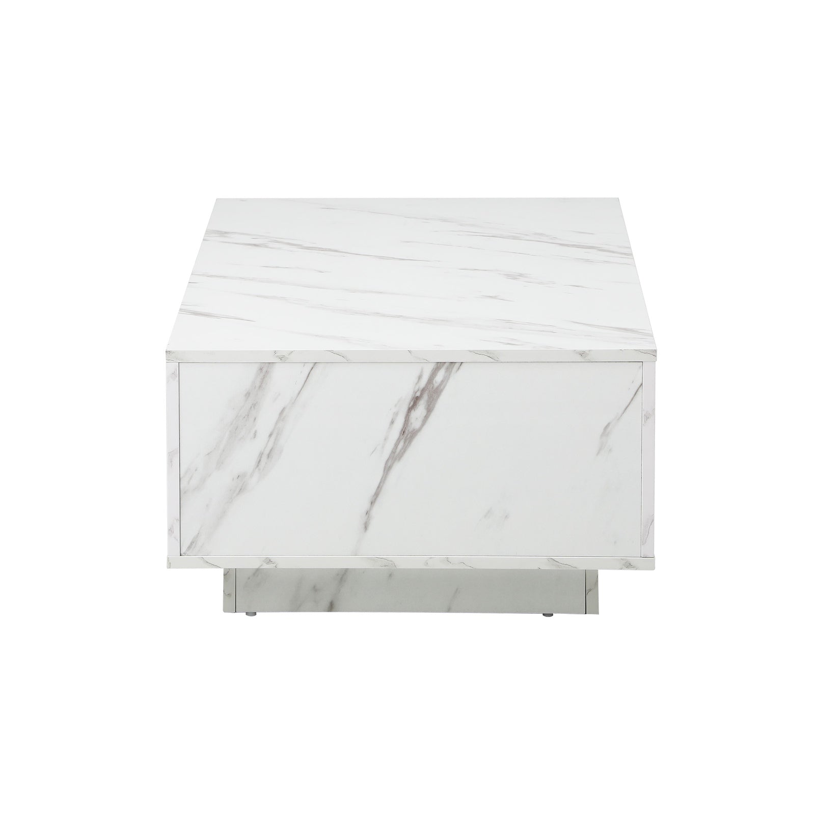 Oikiture Coffee Table Side Tables Sofa Cafe Desk Marble Effect Wooden White - Sunyee