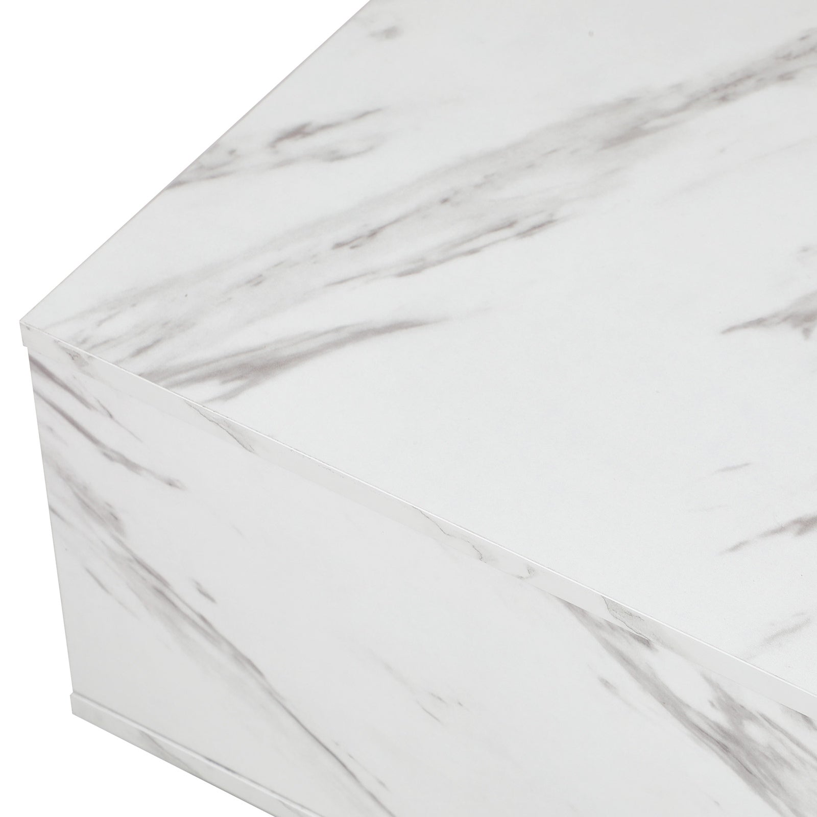 Oikiture Coffee Table Side Tables Sofa Cafe Desk Marble Effect Wooden White - Sunyee