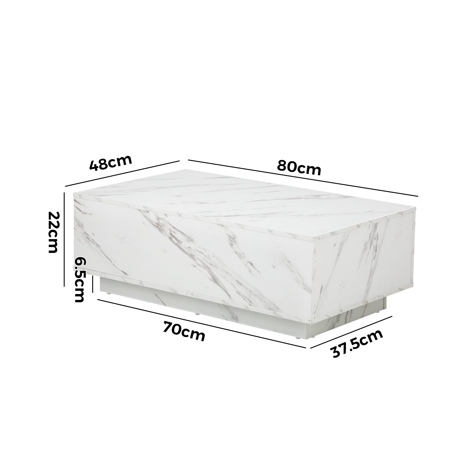 Oikiture Coffee Table Side Tables Sofa Cafe Desk Marble Effect Wooden White - Sunyee