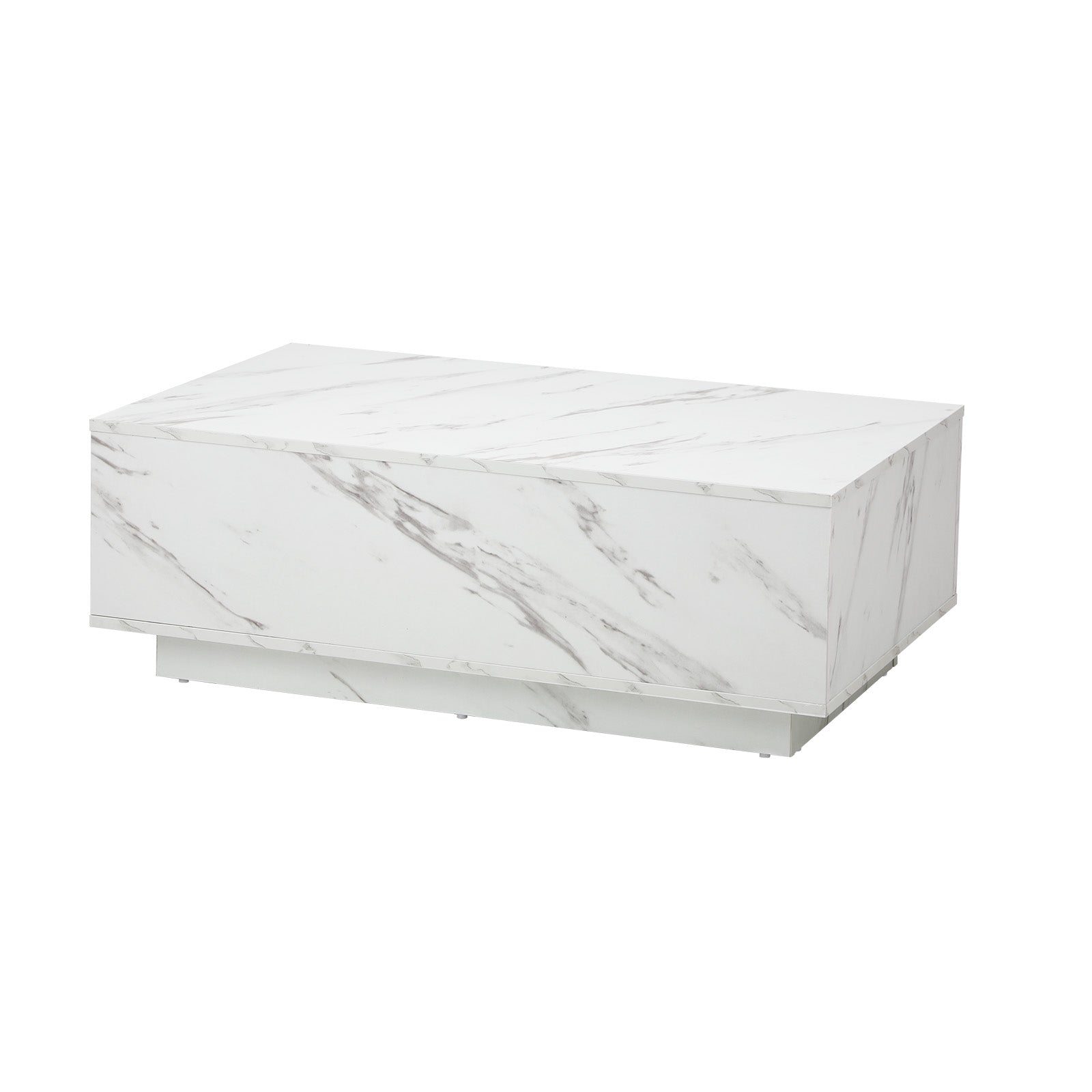 Oikiture Coffee Table Side Tables Sofa Cafe Desk Marble Effect Wooden White - Sunyee