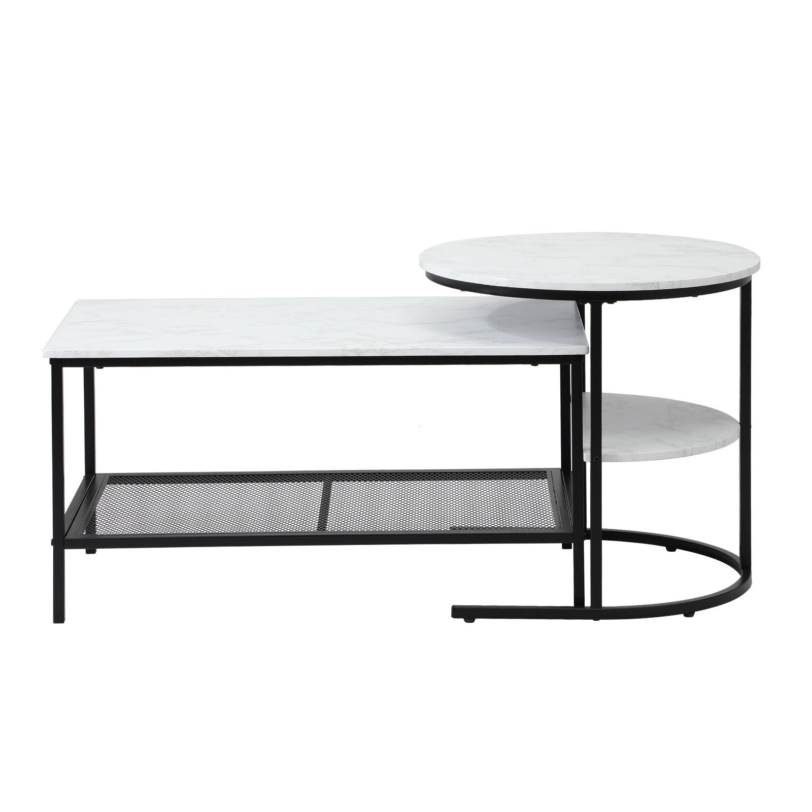 Oikiture Nesting Coffee Table Set of 2 Side End Tables Detachable Faux Marble - Sunyee