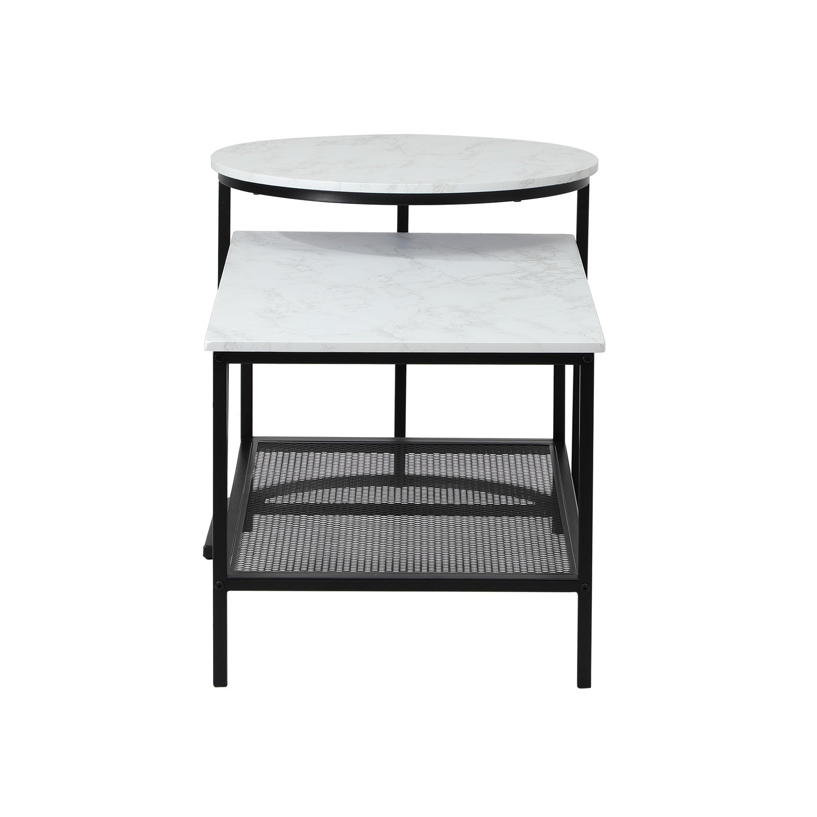 Oikiture Nesting Coffee Table Set of 2 Side End Tables Detachable Faux Marble - Sunyee