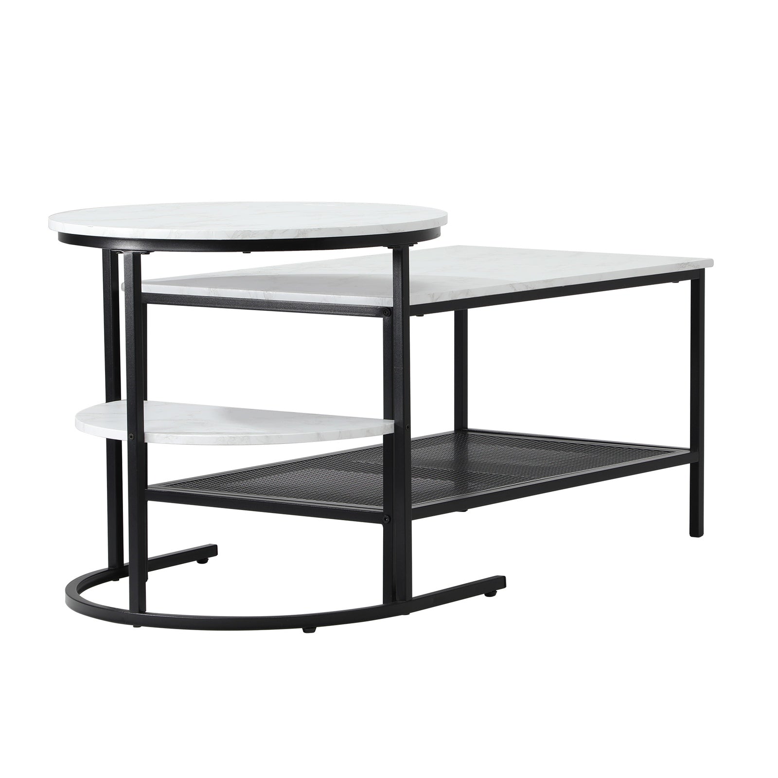 Oikiture Nesting Coffee Table Set of 2 Side End Tables Detachable Faux Marble - Sunyee