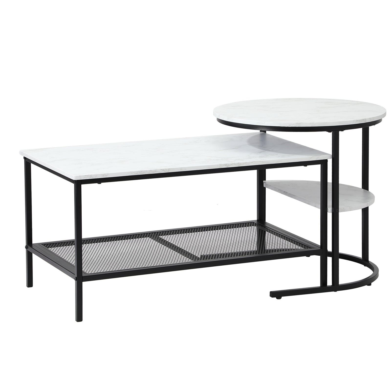 Oikiture Nesting Coffee Table Set of 2 Side End Tables Detachable Faux Marble - Sunyee