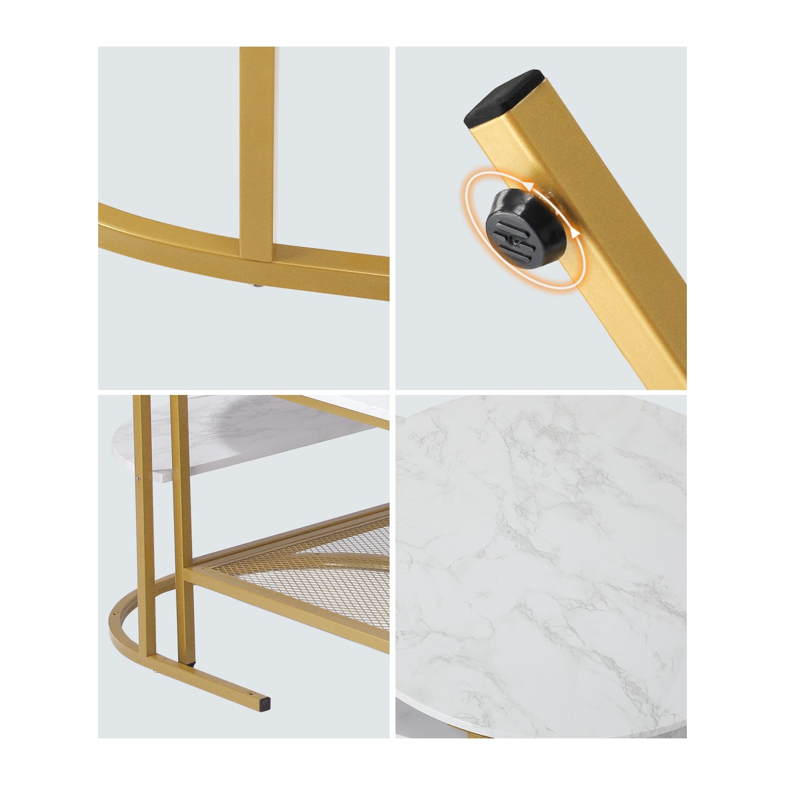 Oikiture Nesting Coffee Table Set of 2 Side End Table Detachable Faux Marble Top - Sunyee