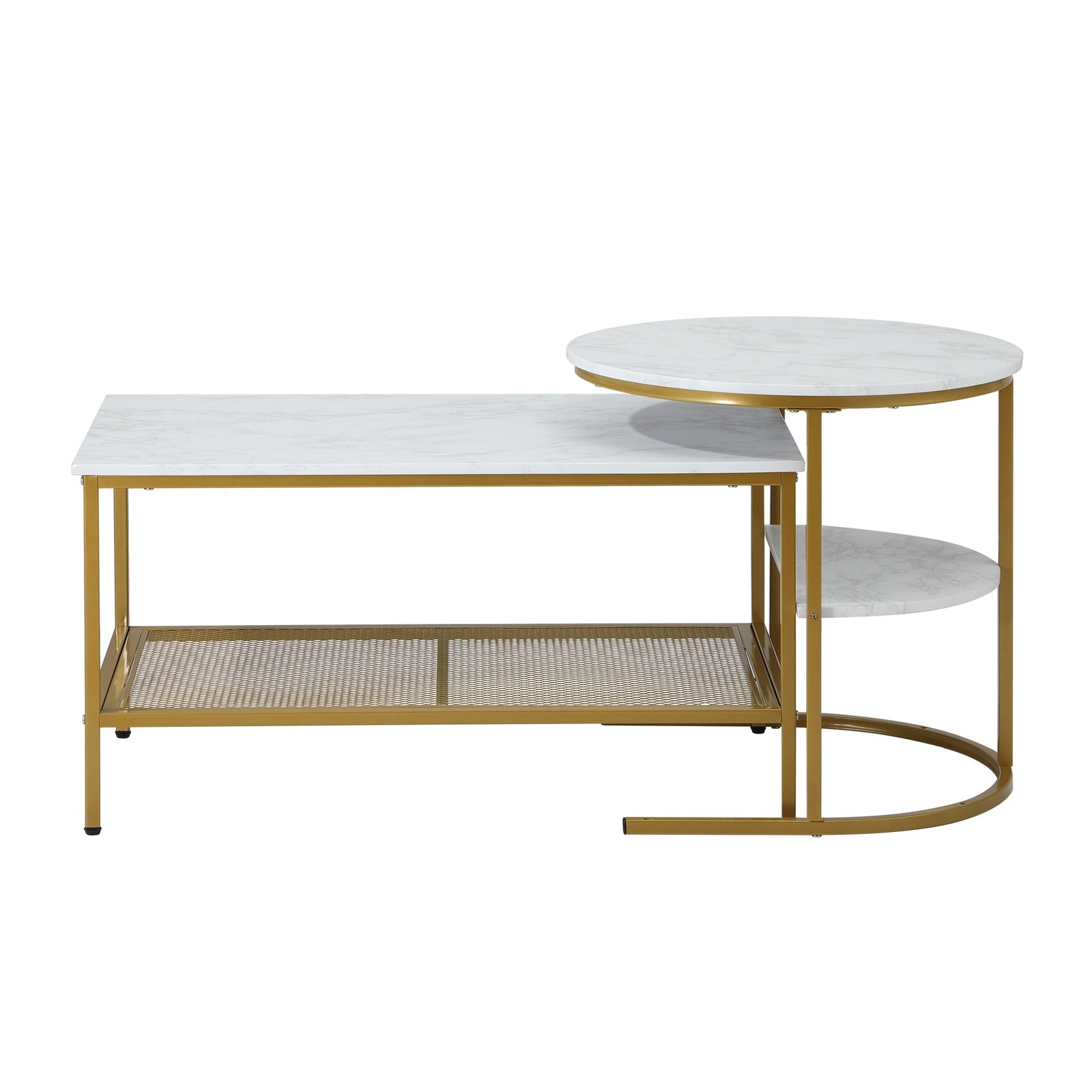 Oikiture Nesting Coffee Table Set of 2 Side End Table Detachable Faux Marble Top - Sunyee