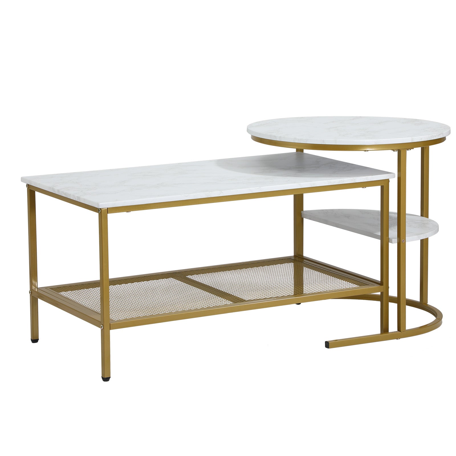 Oikiture Nesting Coffee Table Set of 2 Side End Table Detachable Faux Marble Top - Sunyee